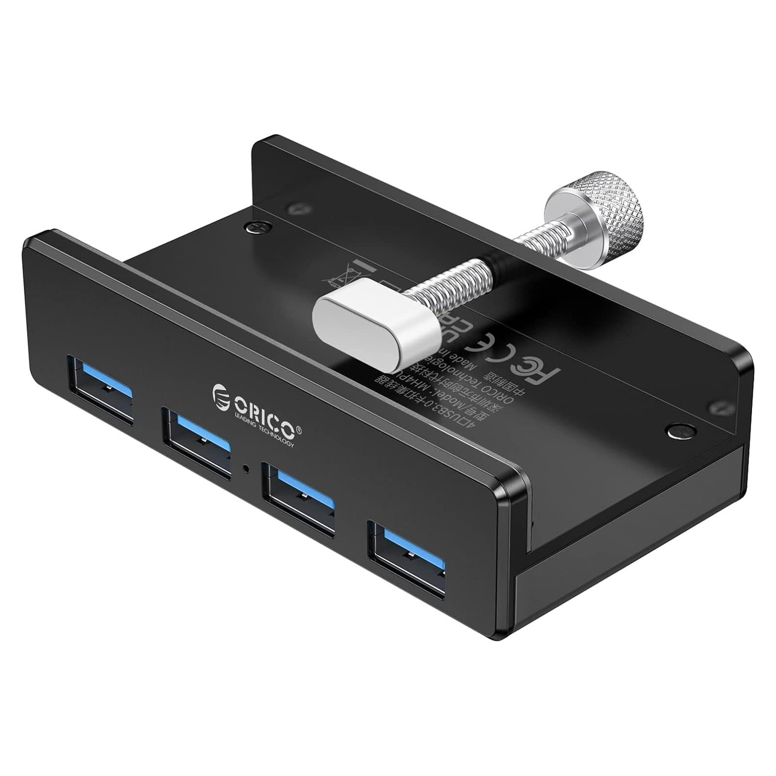Hub USB 3.0 ORICO MH4PU-BK de 4 Puertos con Abrazadera