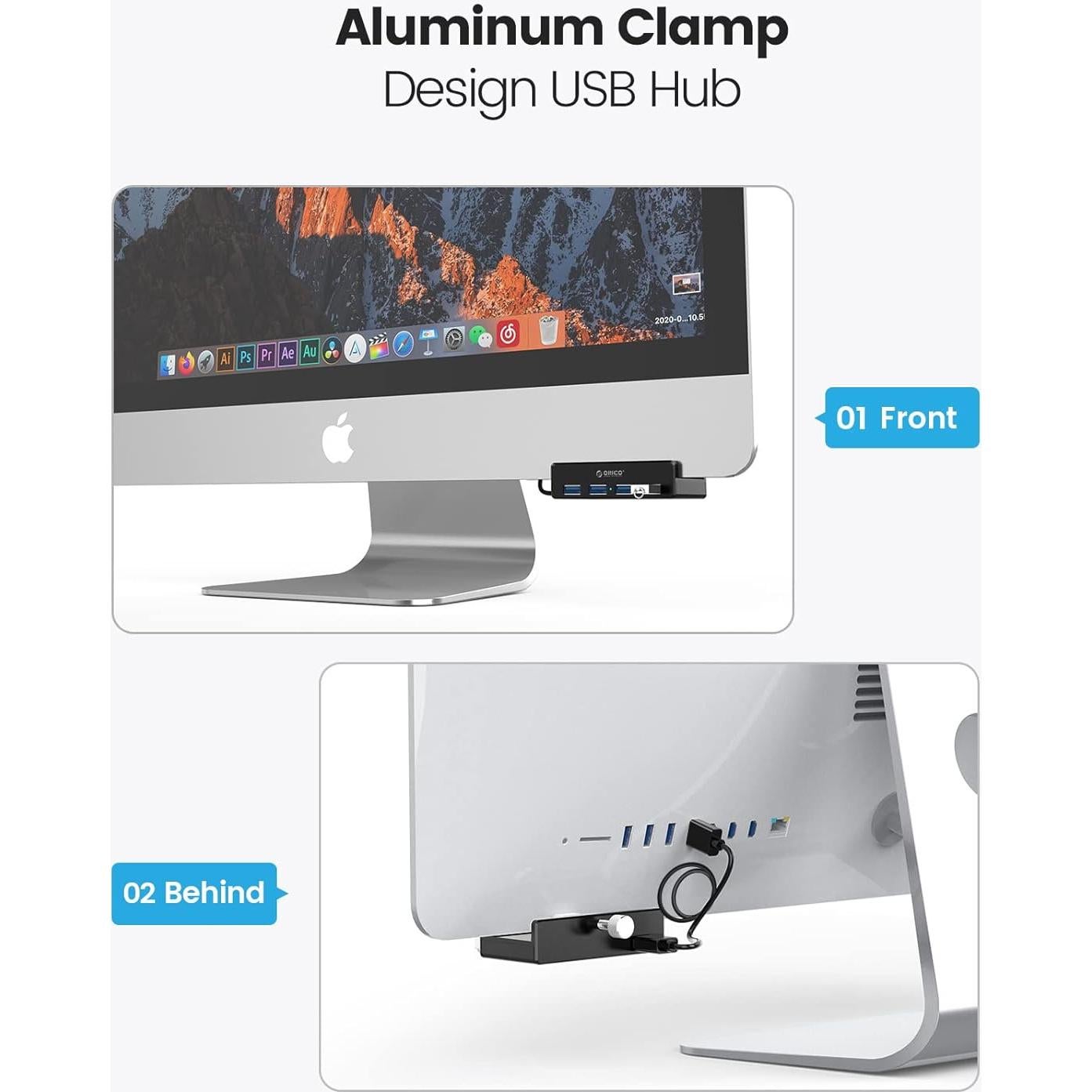 Hub USB 3.0 ORICO MH4PU-BK de 4 Puertos con Abrazadera