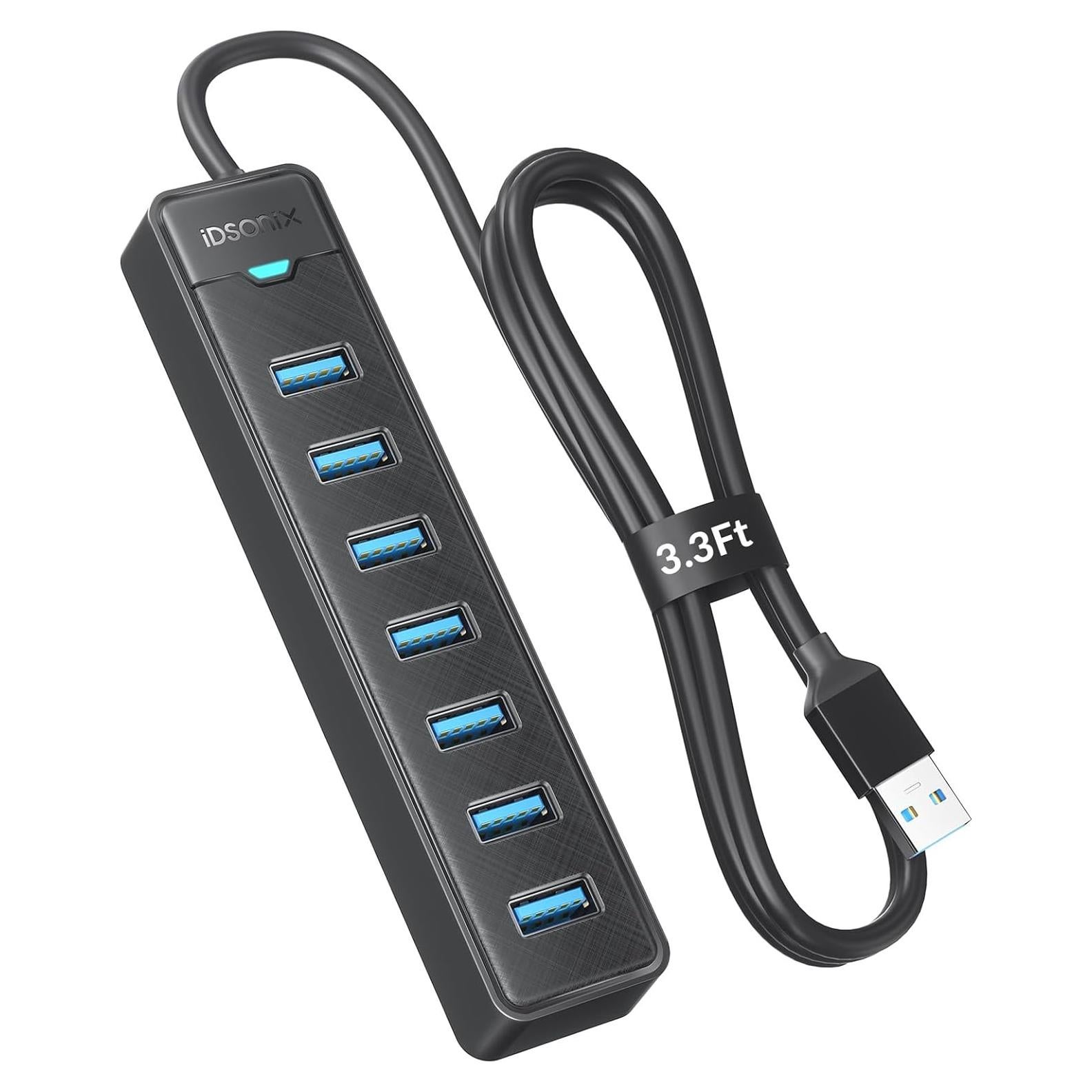 Hub USB 3.0 iDsonix 7 Puertos 1m Adaptador Multiport 5Gbps