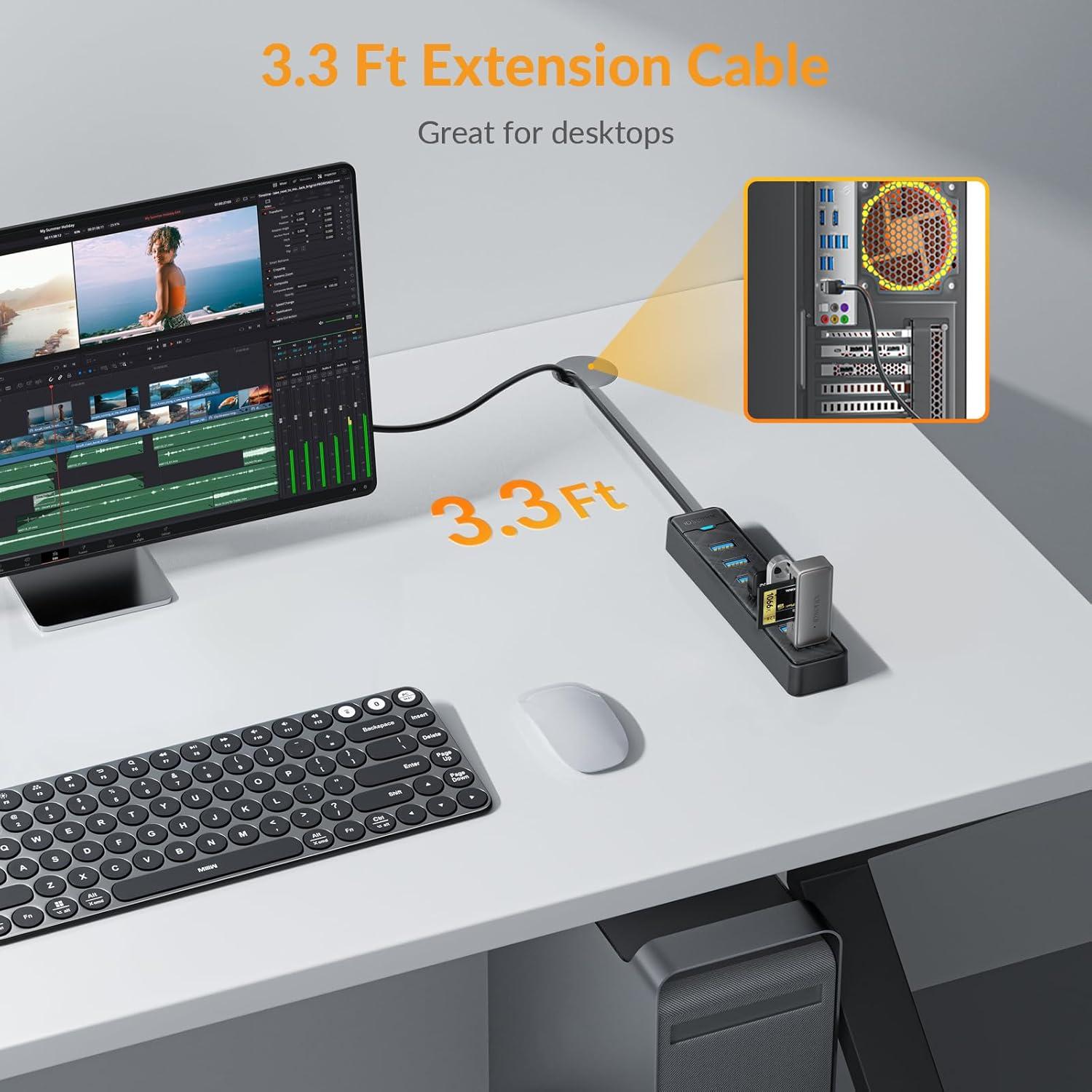 Hub USB 3.0 iDsonix 7 Puertos 1m Adaptador Multiport 5Gbps