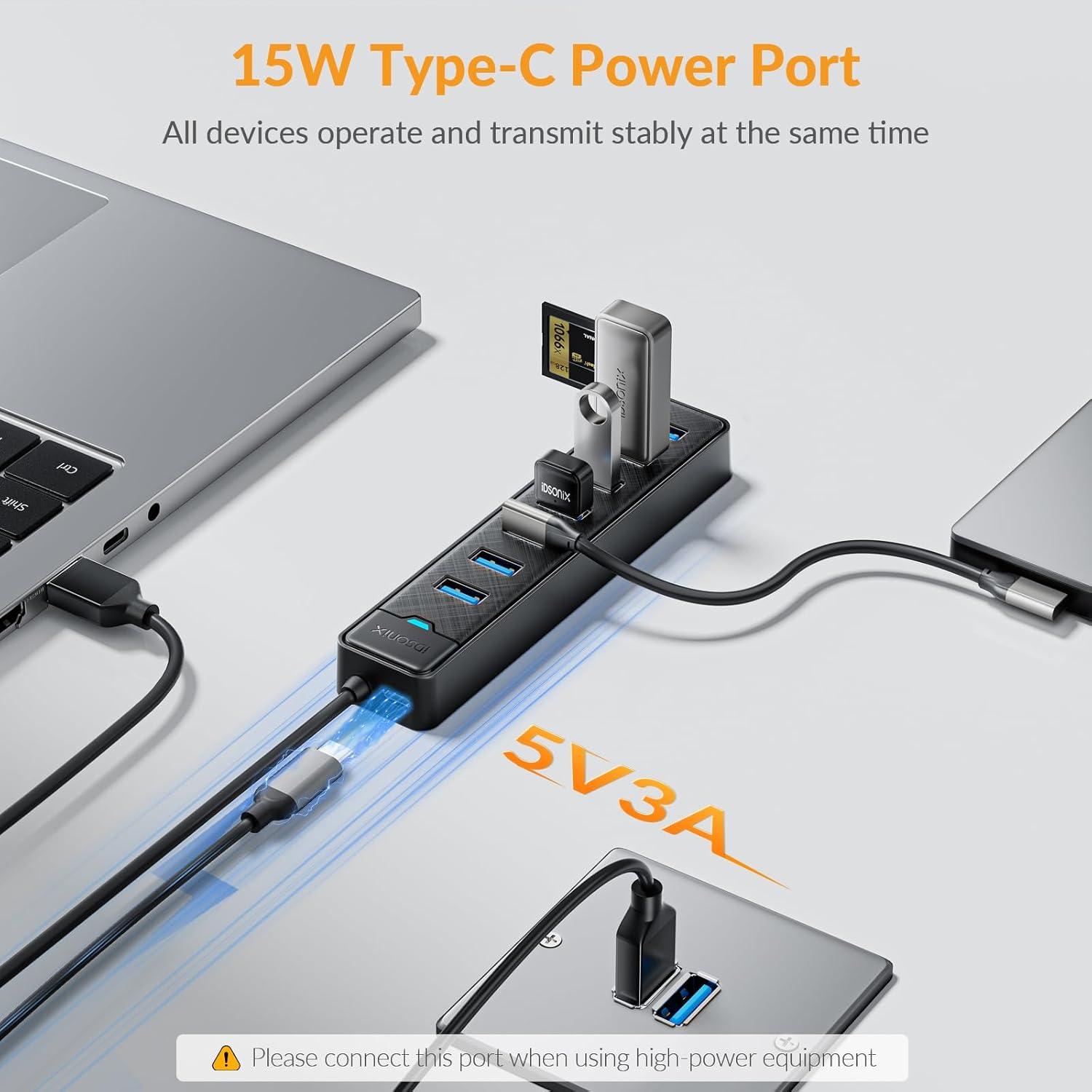 Hub USB 3.0 iDsonix 7 Puertos 1m Adaptador Multiport 5Gbps