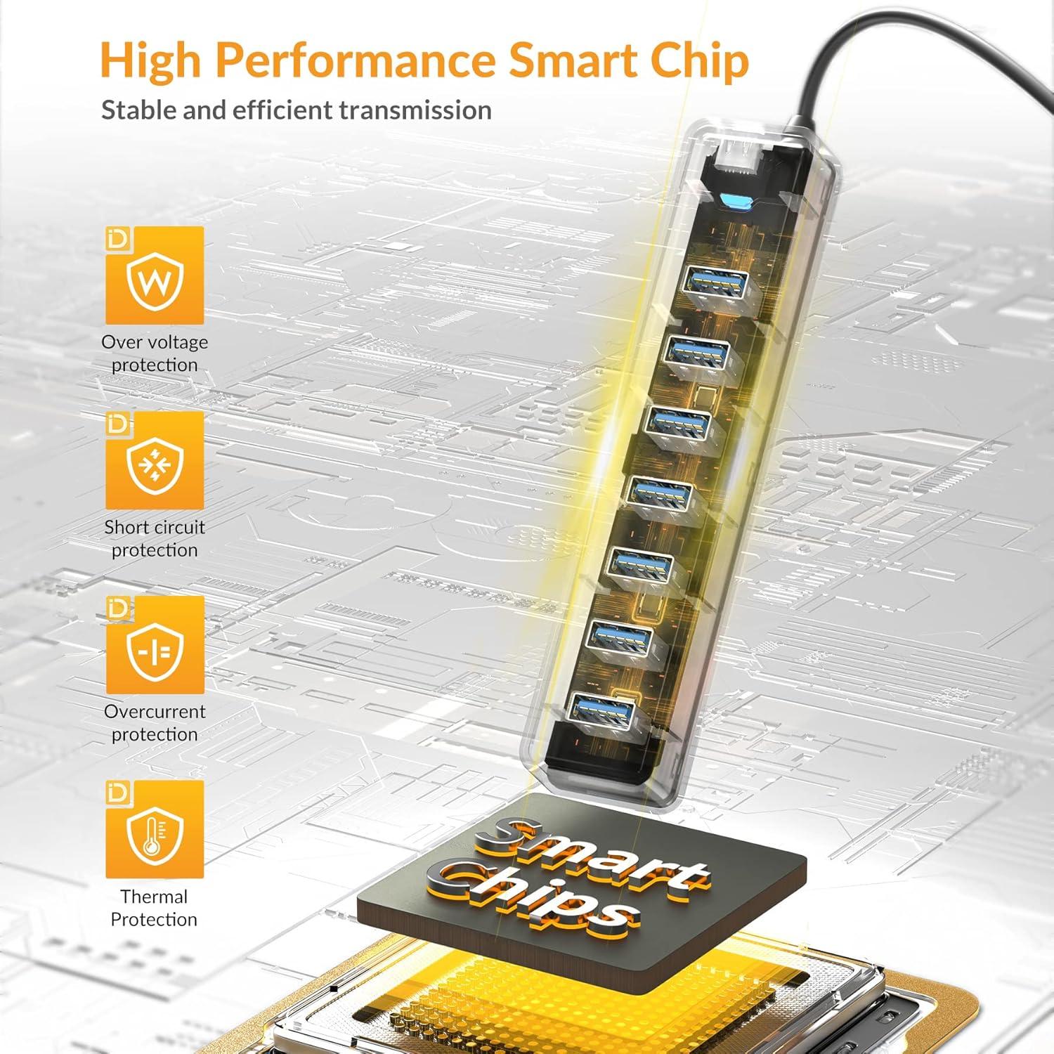 Hub USB 3.0 iDsonix 7 Puertos 1m Adaptador Multiport 5Gbps