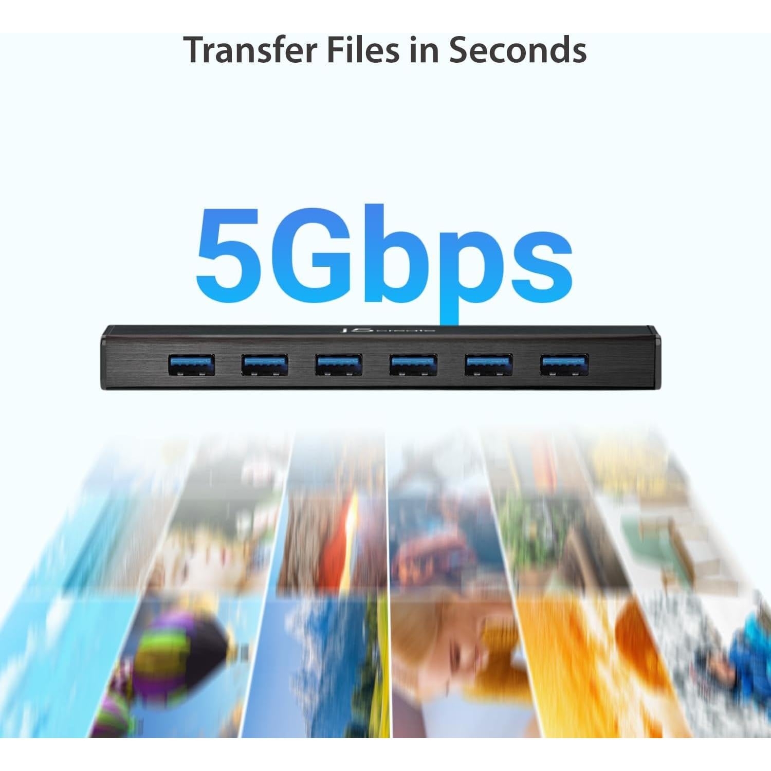 Hub USB 3.0 j5create JUH377 con 7 Puertos y Adaptador 20W