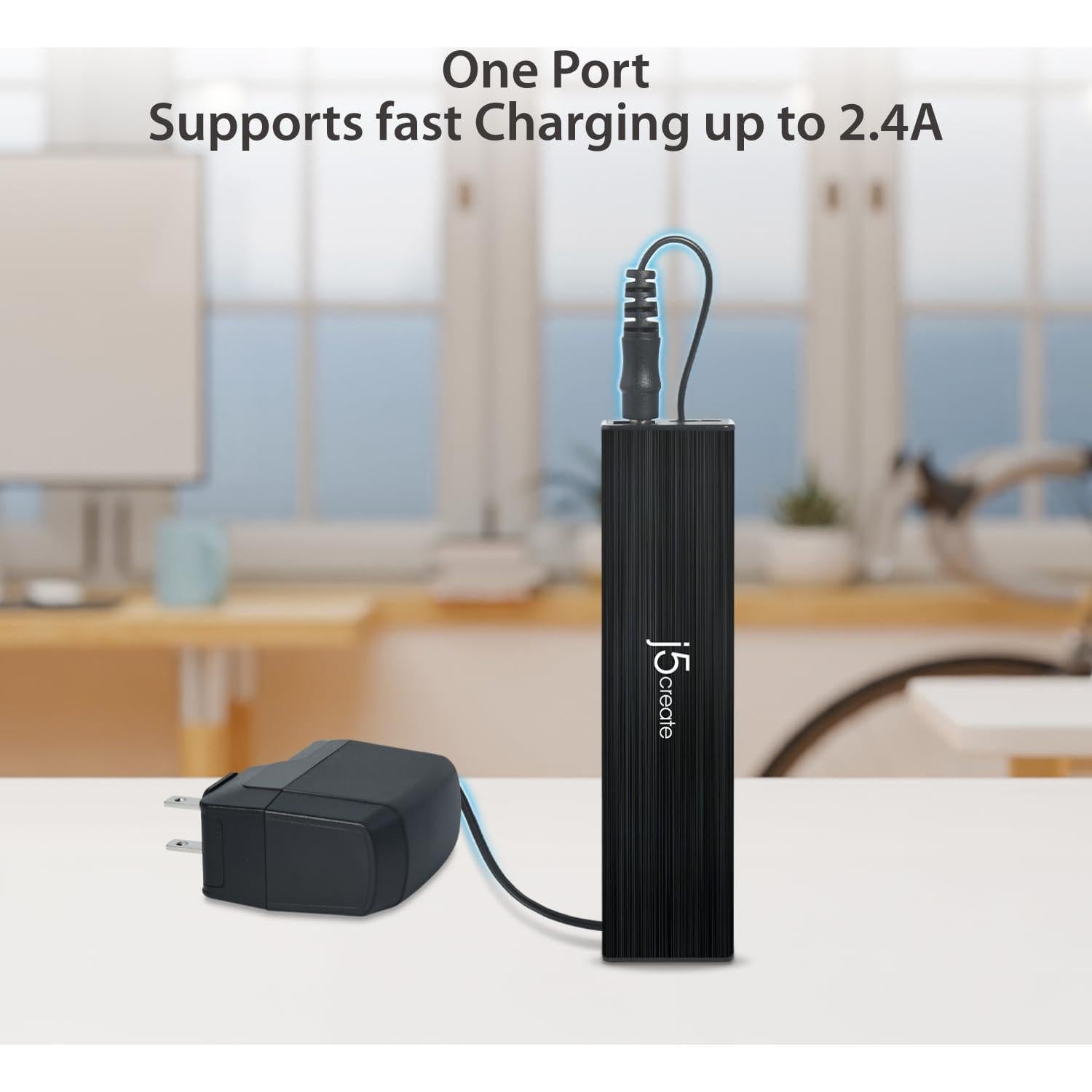 Hub USB 3.0 j5create JUH377 con 7 Puertos y Adaptador 20W