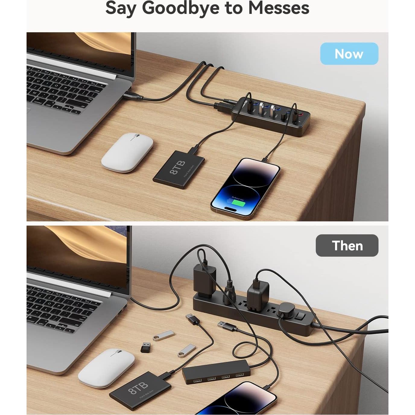 Hub USB 3.0 Alimentado Wenter 5 Puertos con Carga Inteligente