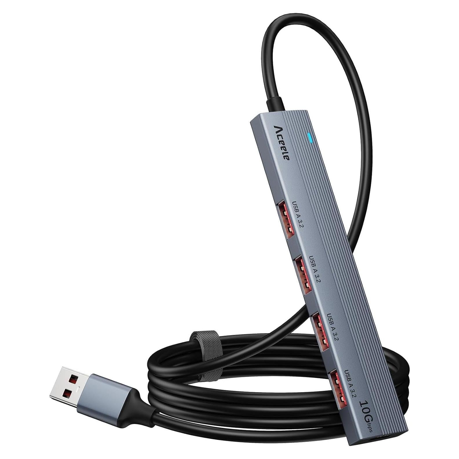 Hub USB 3.2 Aceele 4 Puertos 10Gbps con Cable 1.2m