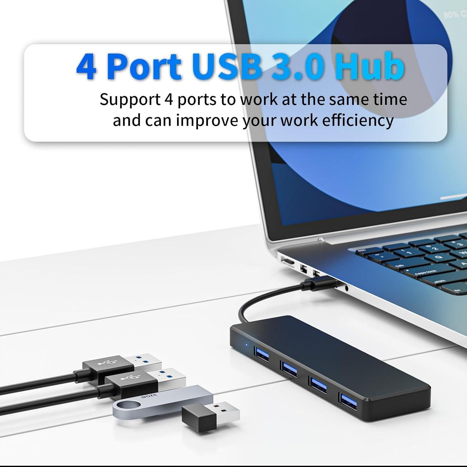 Hub USB 3.0 Groodo de 4 Puertos Ultra Delgado 9.7cm