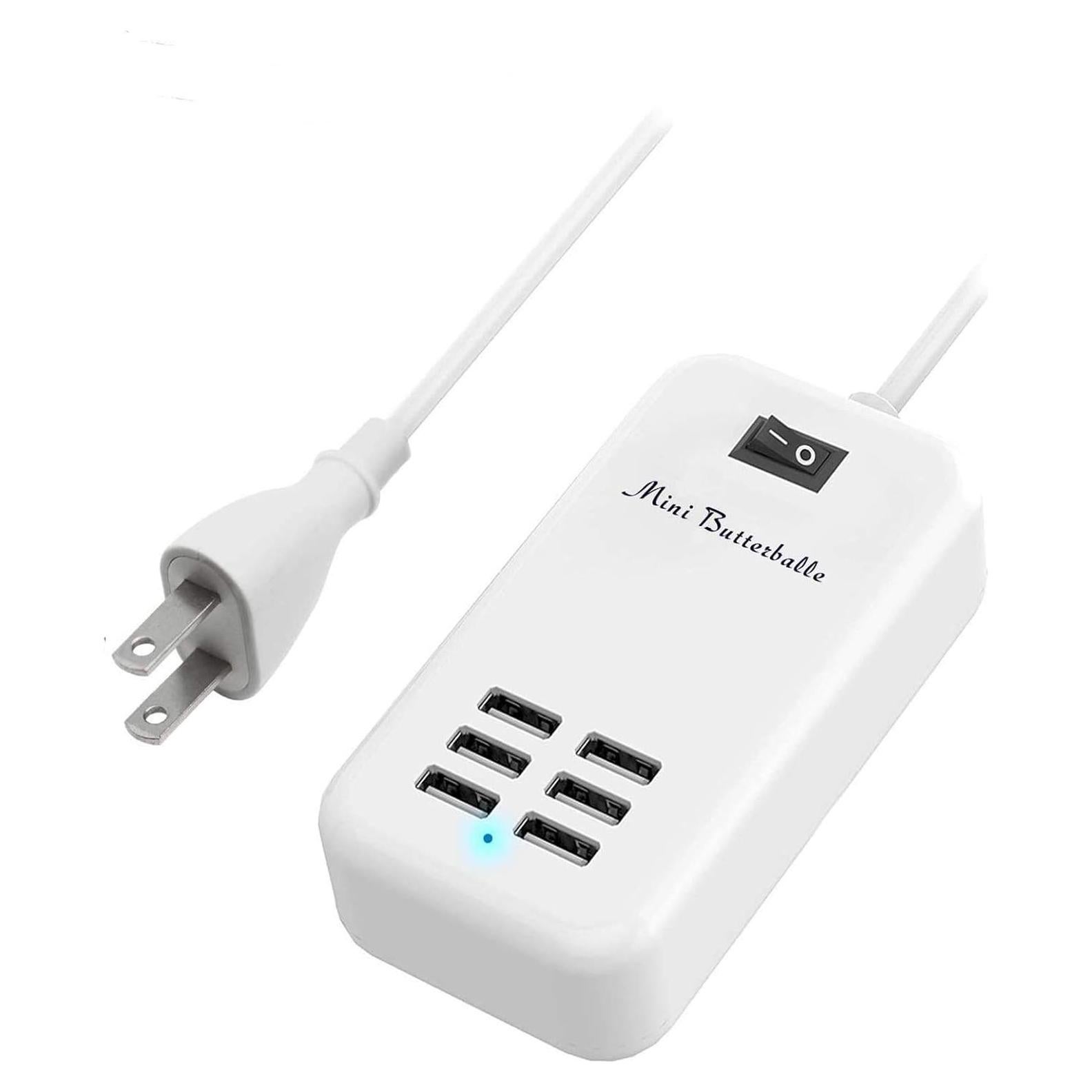 Cargador USB Hub 6 Puertos Mini Butterballe Blanco