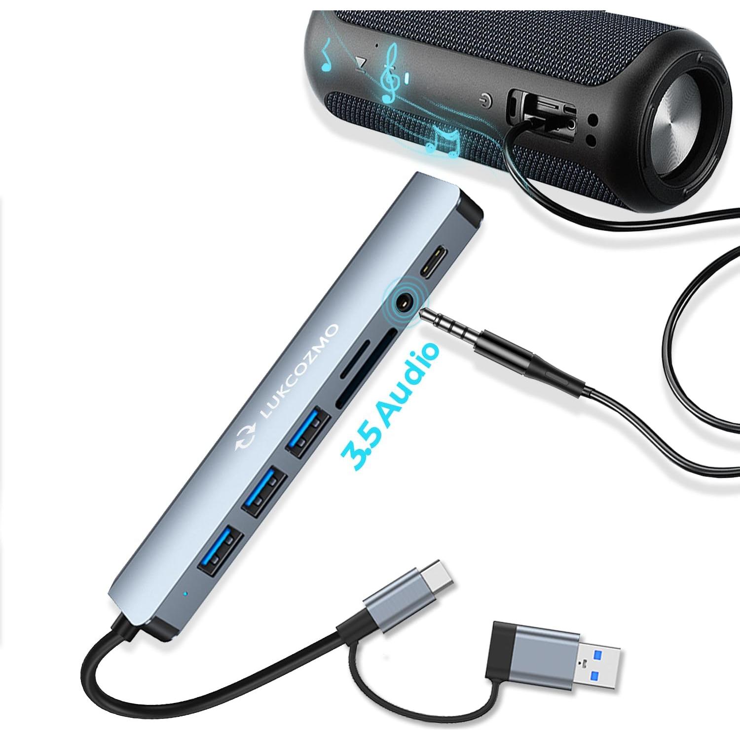 Hub USB C 7 en 1 LUKCOZMO con 4 Puertos USB y Lector SD