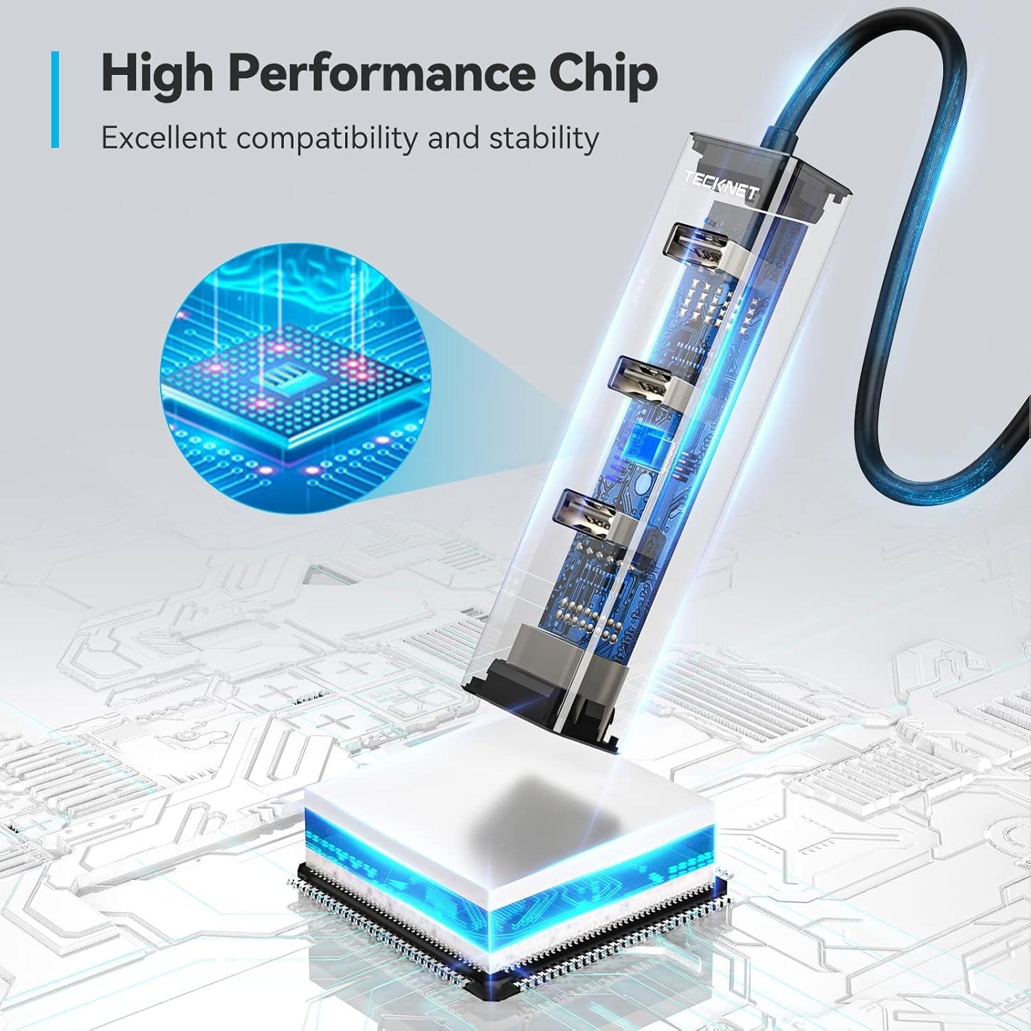 Adaptador USB C a Ethernet TECKNET con 3 puertos USB 3.0