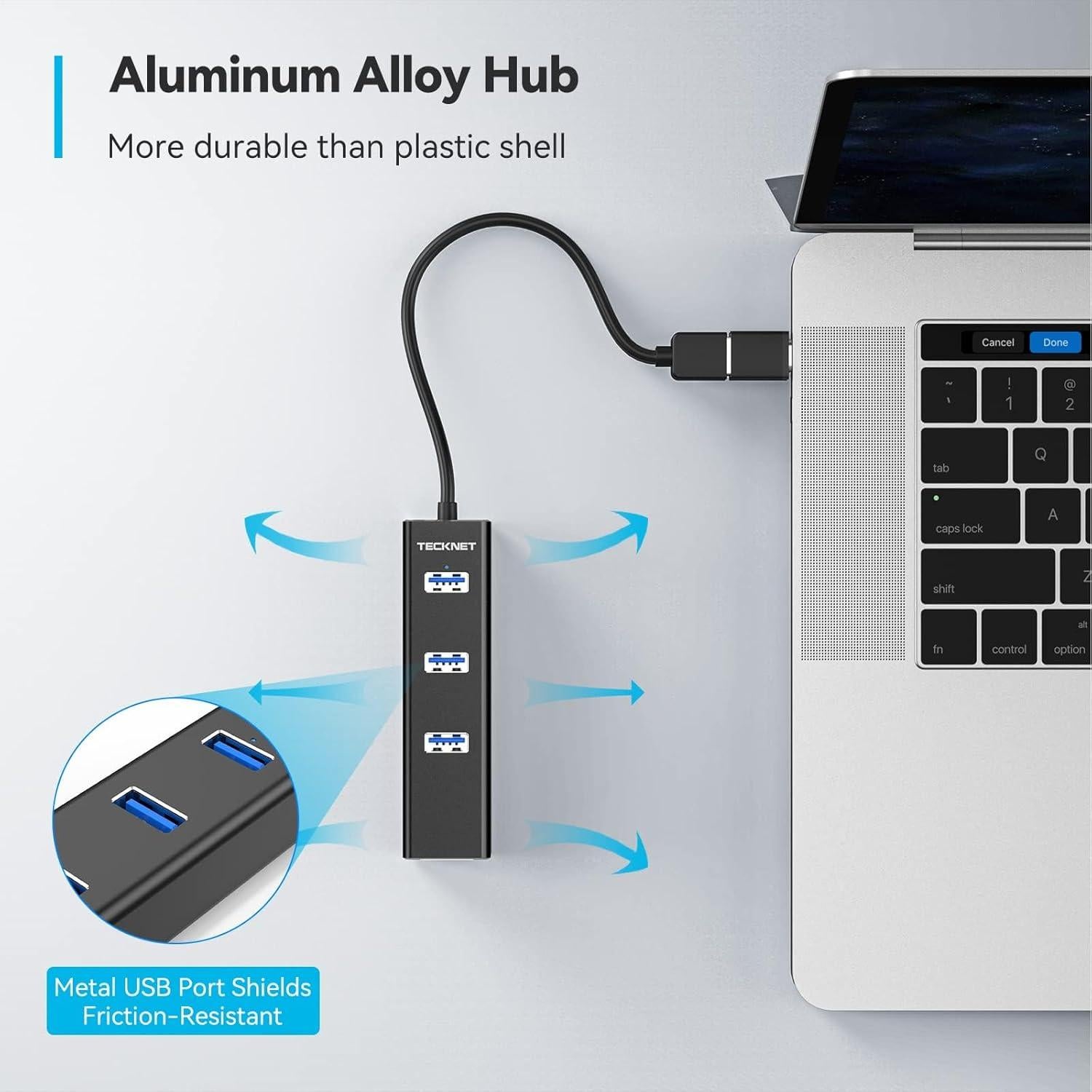 Adaptador USB C a Ethernet TECKNET con 3 puertos USB 3.0