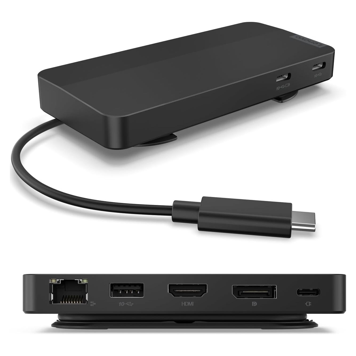 Dock de Viaje USB-C Lenovo - 7 Puertos, Duales Pantallas 4K