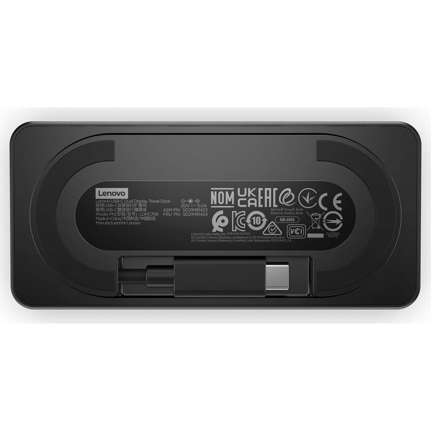 Dock de Viaje USB-C Lenovo - 7 Puertos, Duales Pantallas 4K