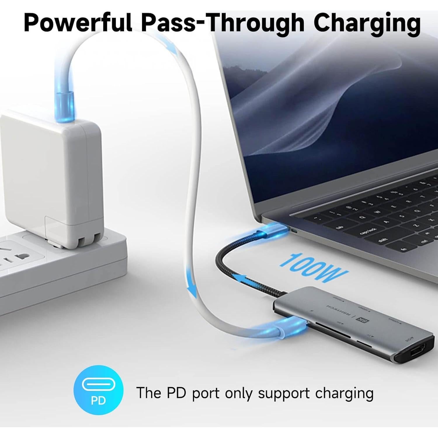 Hub USB C 7 en 1 RSHTECH RSH-T02 con HDMI 8K y 100W