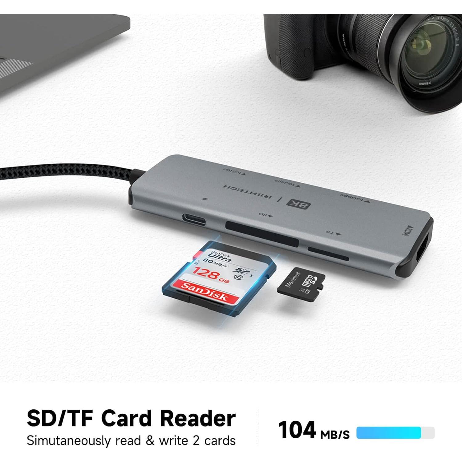 Hub USB C 7 en 1 RSHTECH RSH-T02 con HDMI 8K y 100W