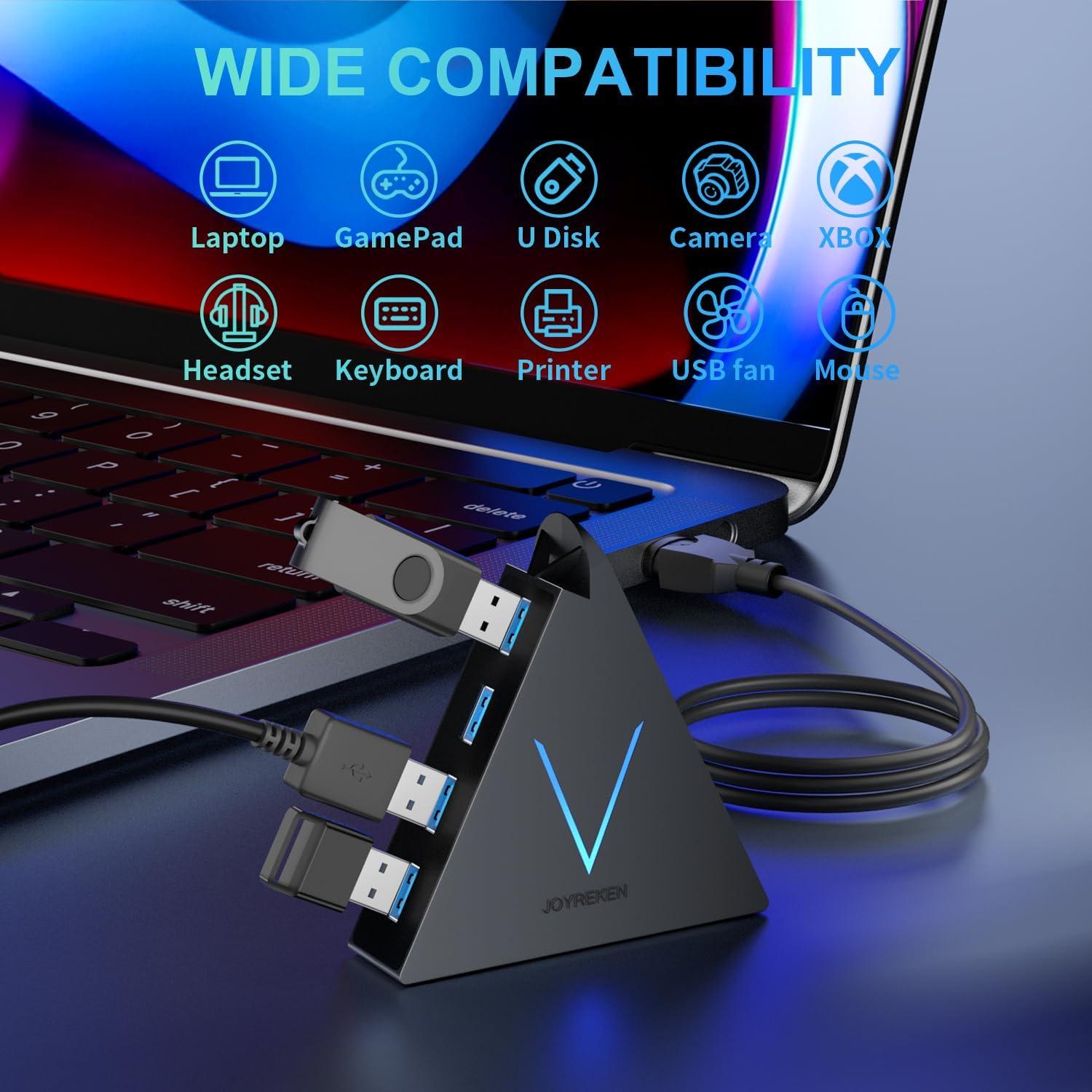 Hub USB 3.0 JoyReken de 4 Puertos con Cable de 60.96 cm