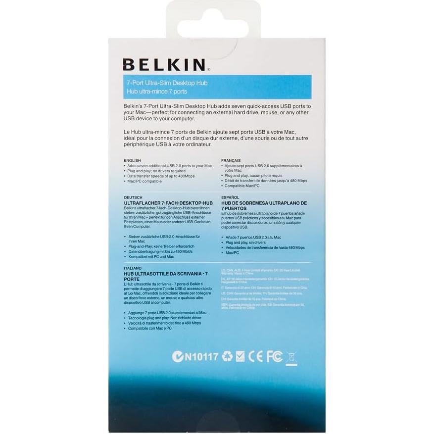 Hub USB de Escritorio Belkin Ultra Delgado 7 Puertos 2.0
