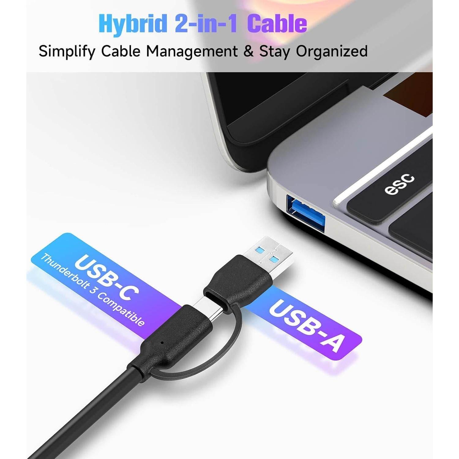 Hub USB 3.2 RSHTECH 10 Puertos 60W con Interruptores Táctiles