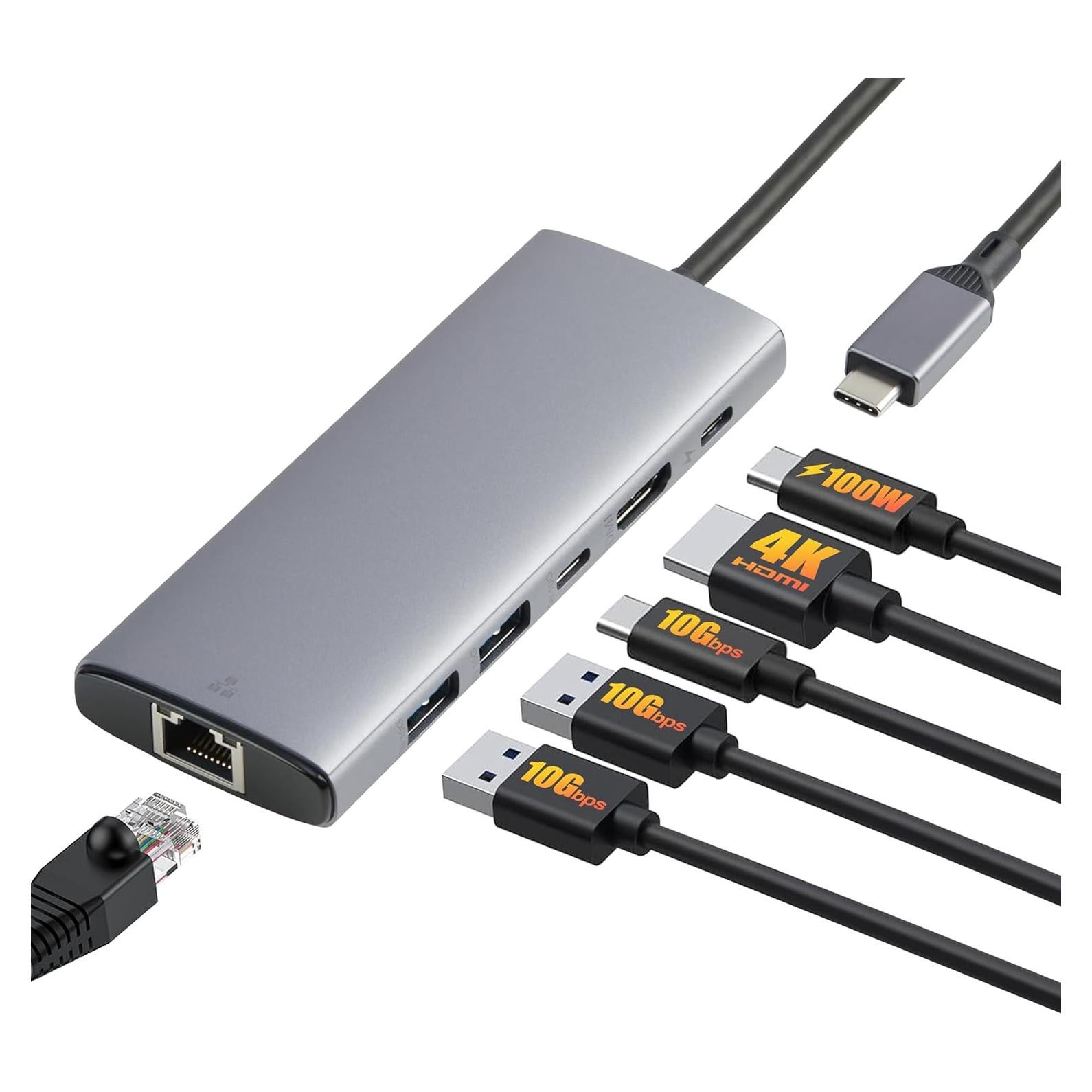 Hub USB-C 6-en-1 Amazon Basics con HDMI 4K y Ethernet