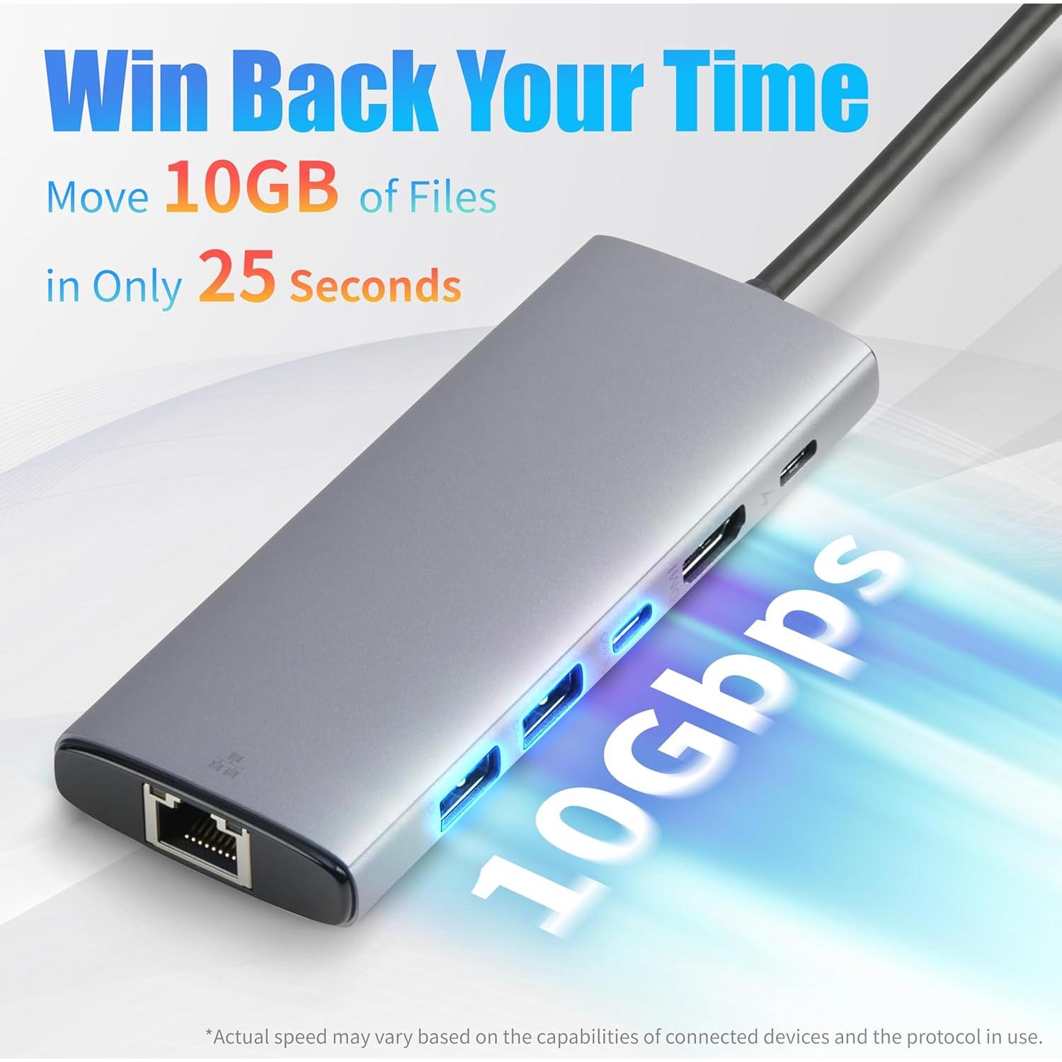 Hub USB-C 6-en-1 Amazon Basics con HDMI 4K y Ethernet