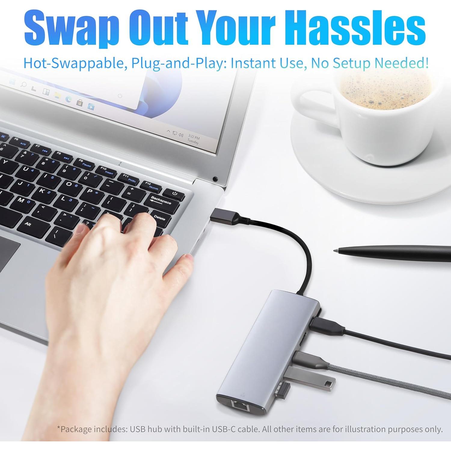 Hub USB-C 6-en-1 Amazon Basics con HDMI 4K y Ethernet