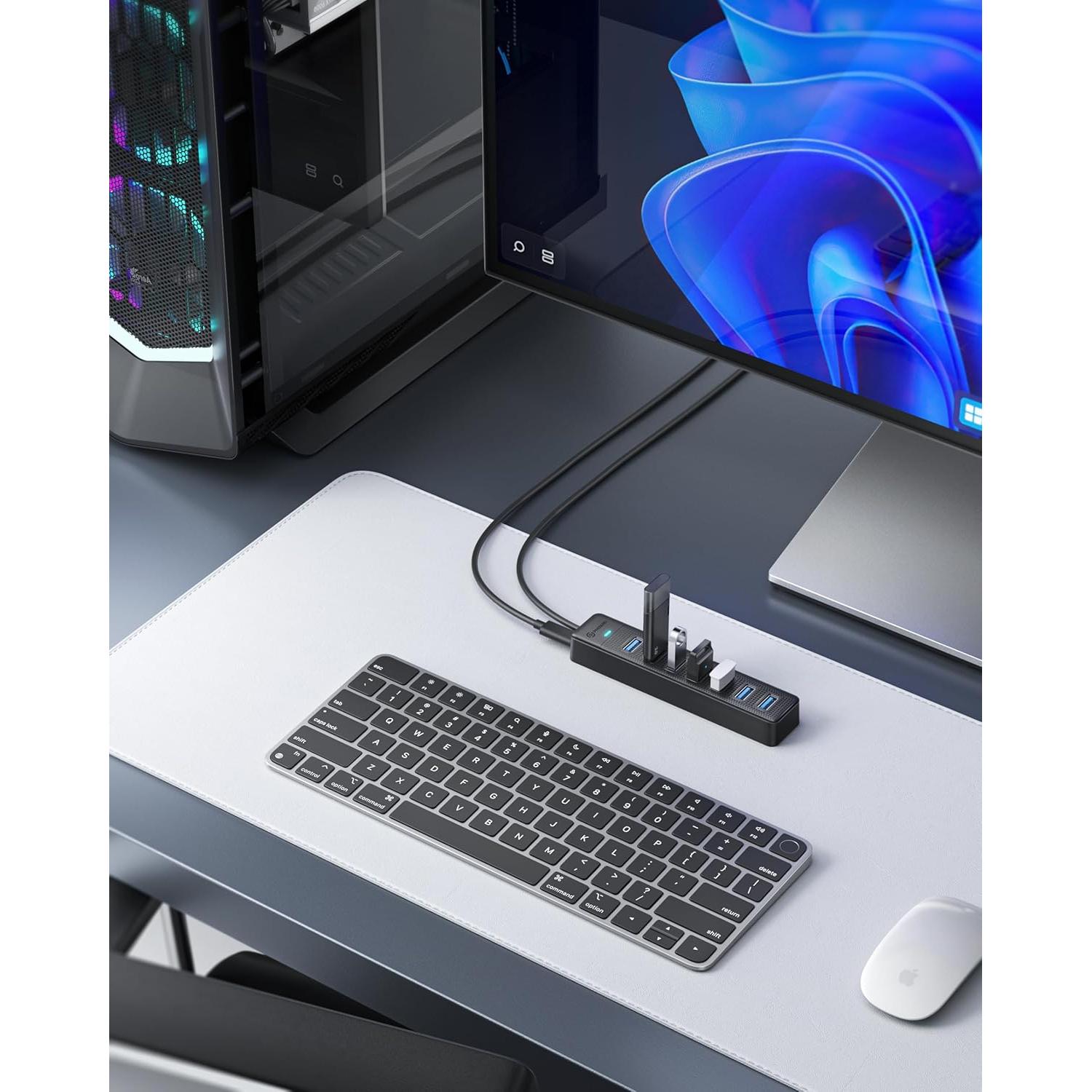 Hub USB 3.0 PHIXERO 7 Puertos con Cable de 1m para PC