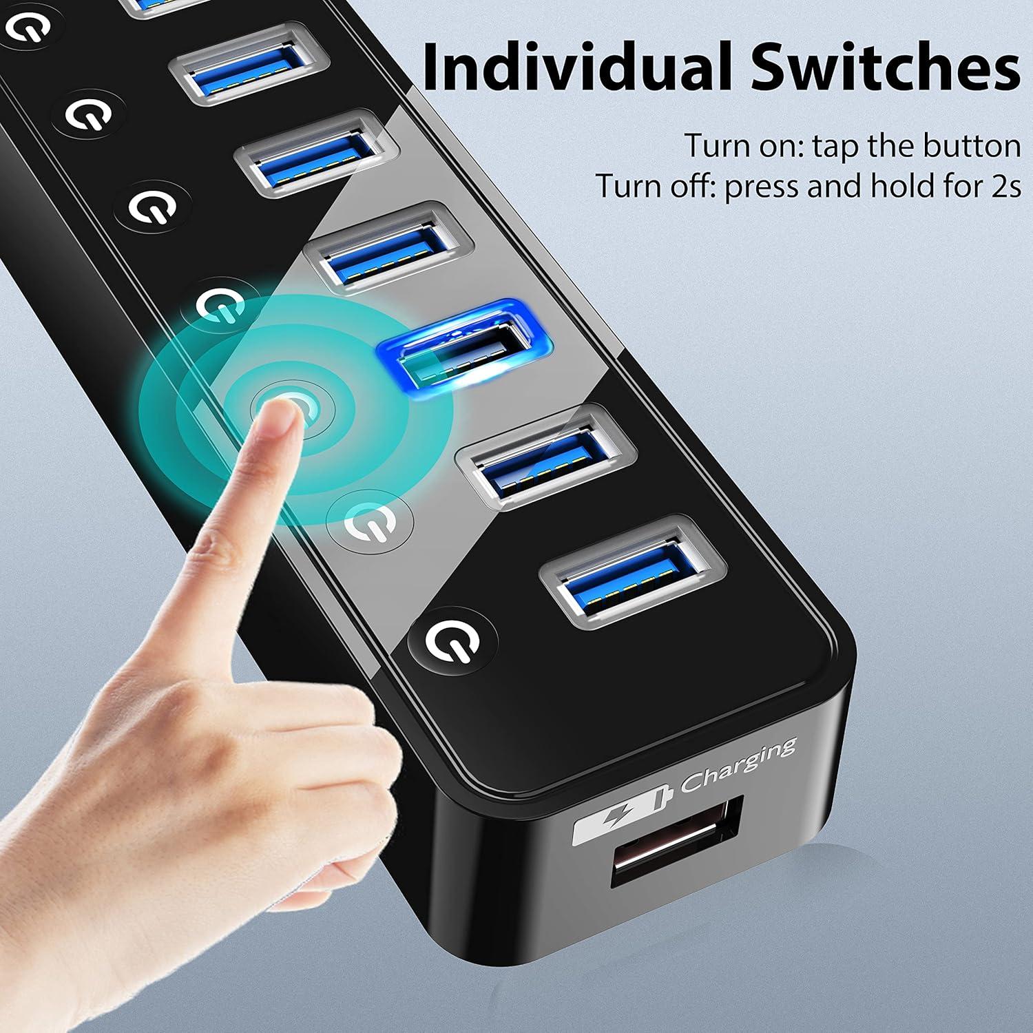 Hub USB 3.0 Alimentado 7 Puertos con Carga Inteligente BYX2-0504000-1