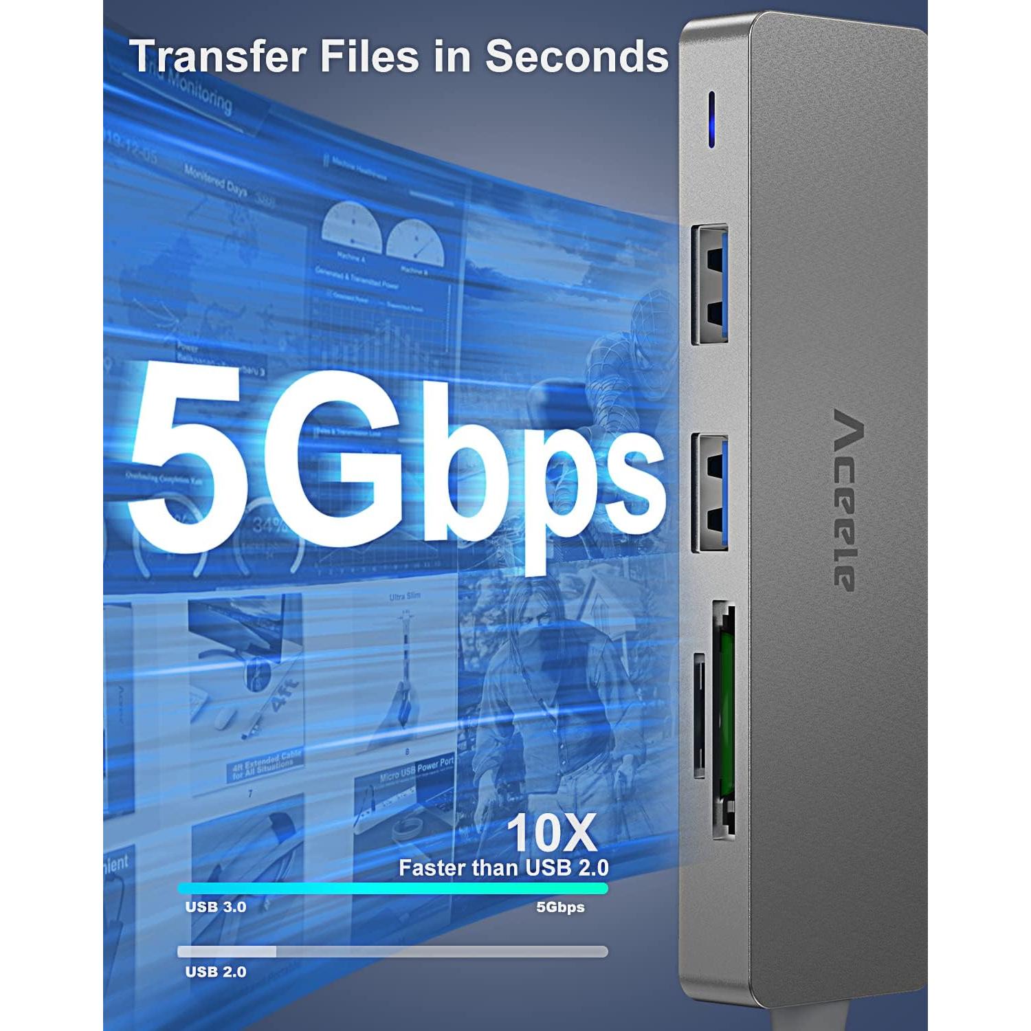 Hub USB 3.0 Aceele AC-T29 6 en 1 con Cable 1.2m