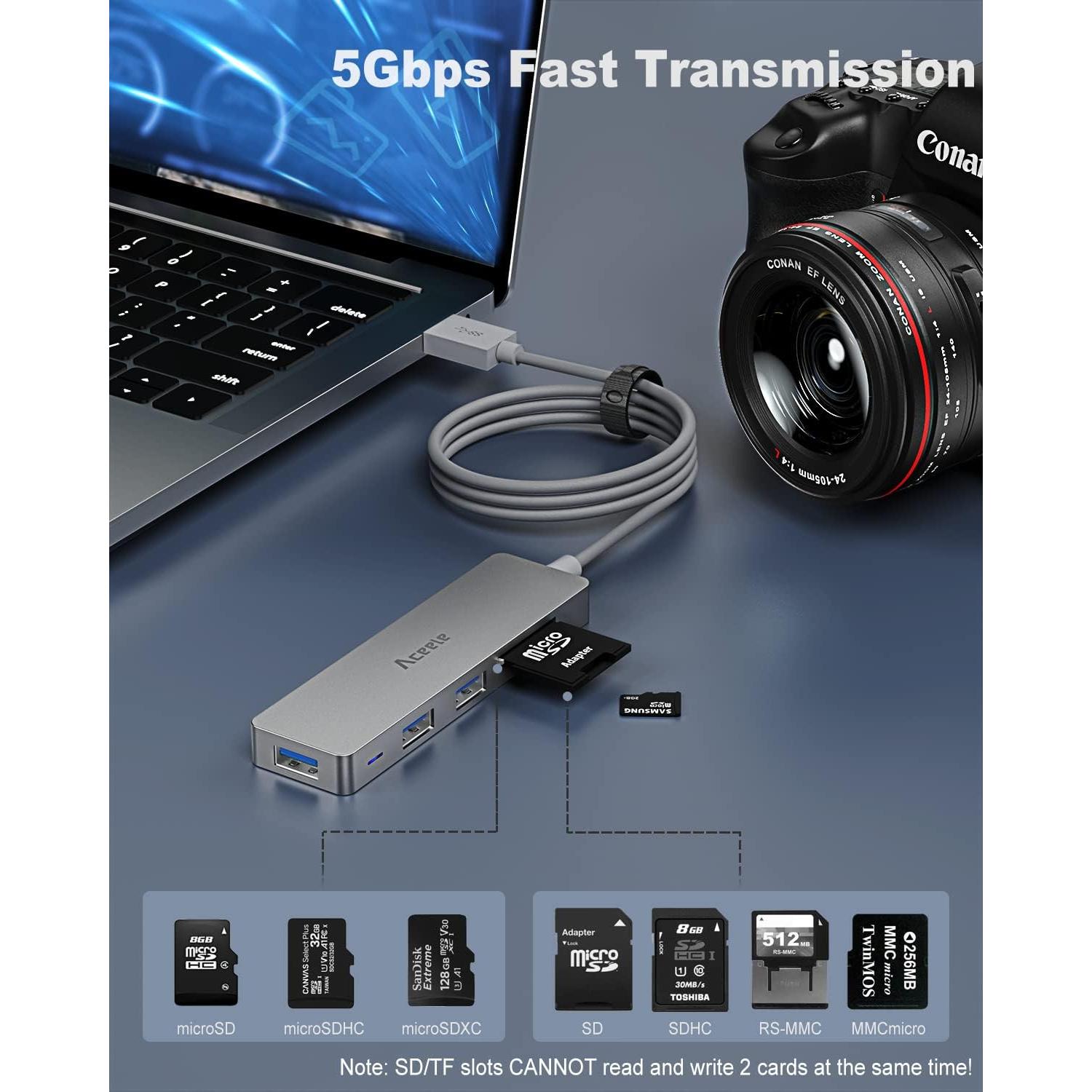 Hub USB 3.0 Aceele AC-T29 6 en 1 con Cable 1.2m