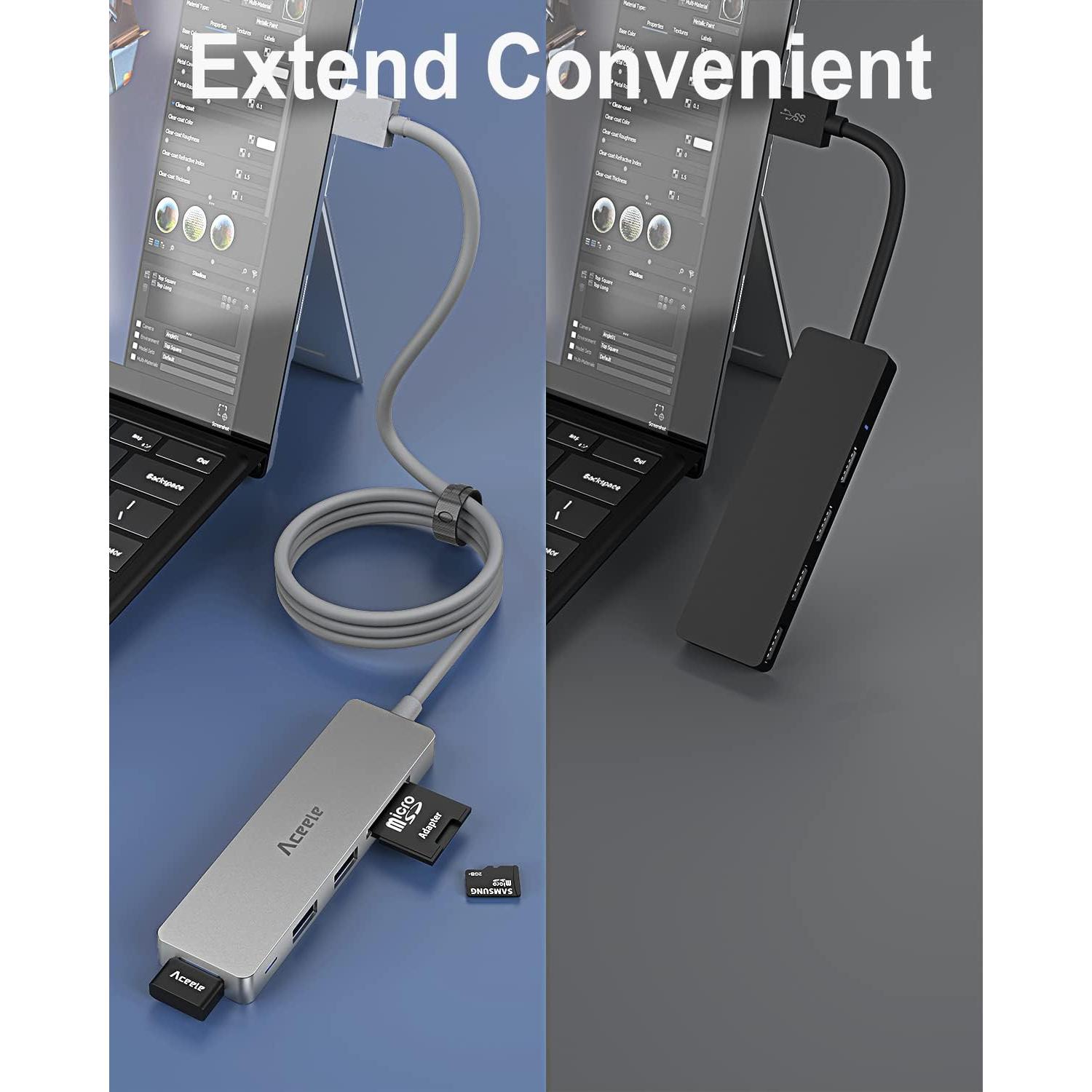 Hub USB 3.0 Aceele AC-T29 6 en 1 con Cable 1.2m