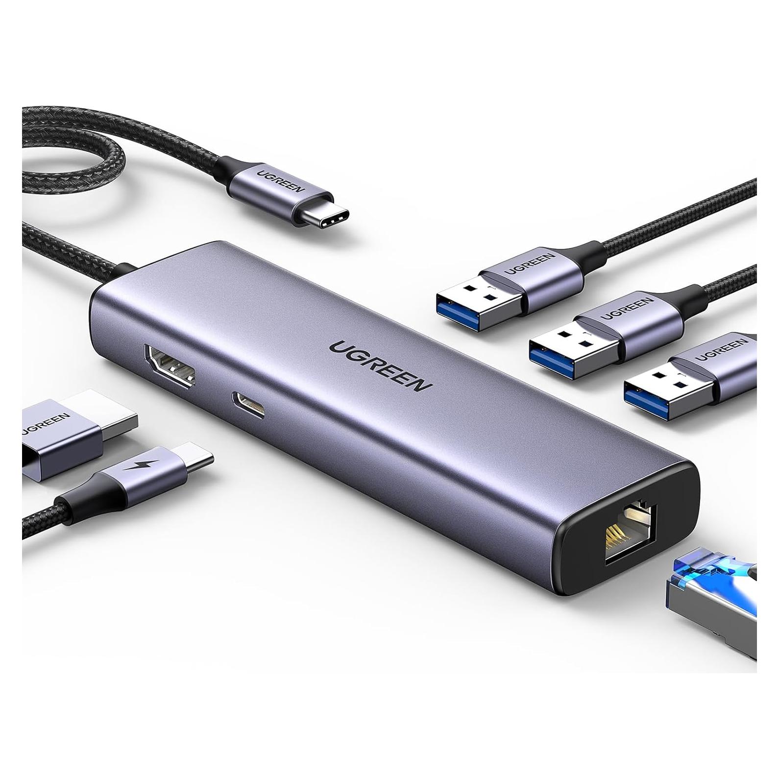 UGREEN Hub USB-C 6 en 1 con Ethernet Gigabit y HDMI 4K