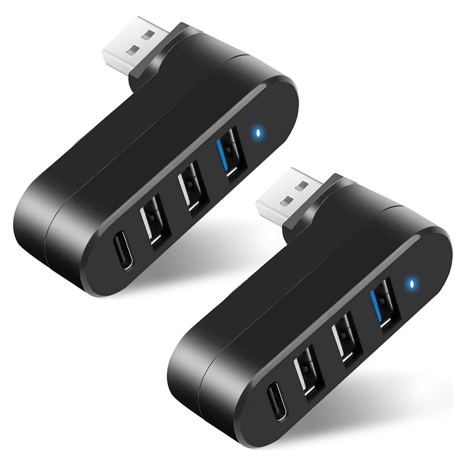 Hub USB 3.0 TIEDXIOY 4 Puertos + USB C Rotativo - Paquete de 2