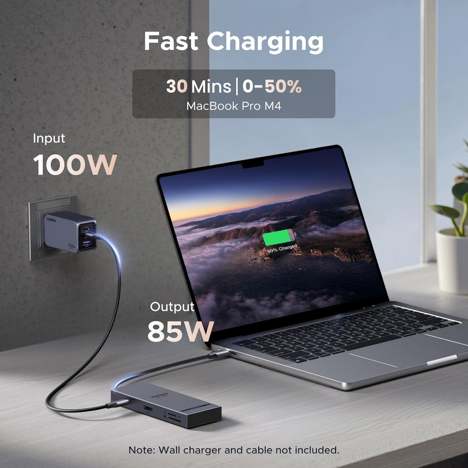 Hub USB C 8 en 1 UGREEN Revodok Pro 4K 60Hz HDMI Carga 100W