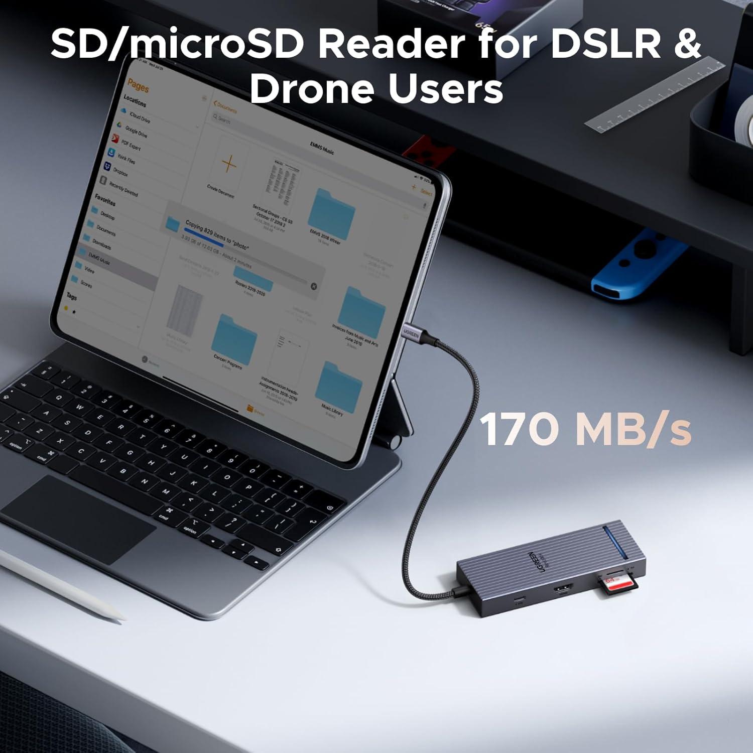 Hub USB C 8 en 1 UGREEN Revodok Pro 4K 60Hz HDMI Carga 100W