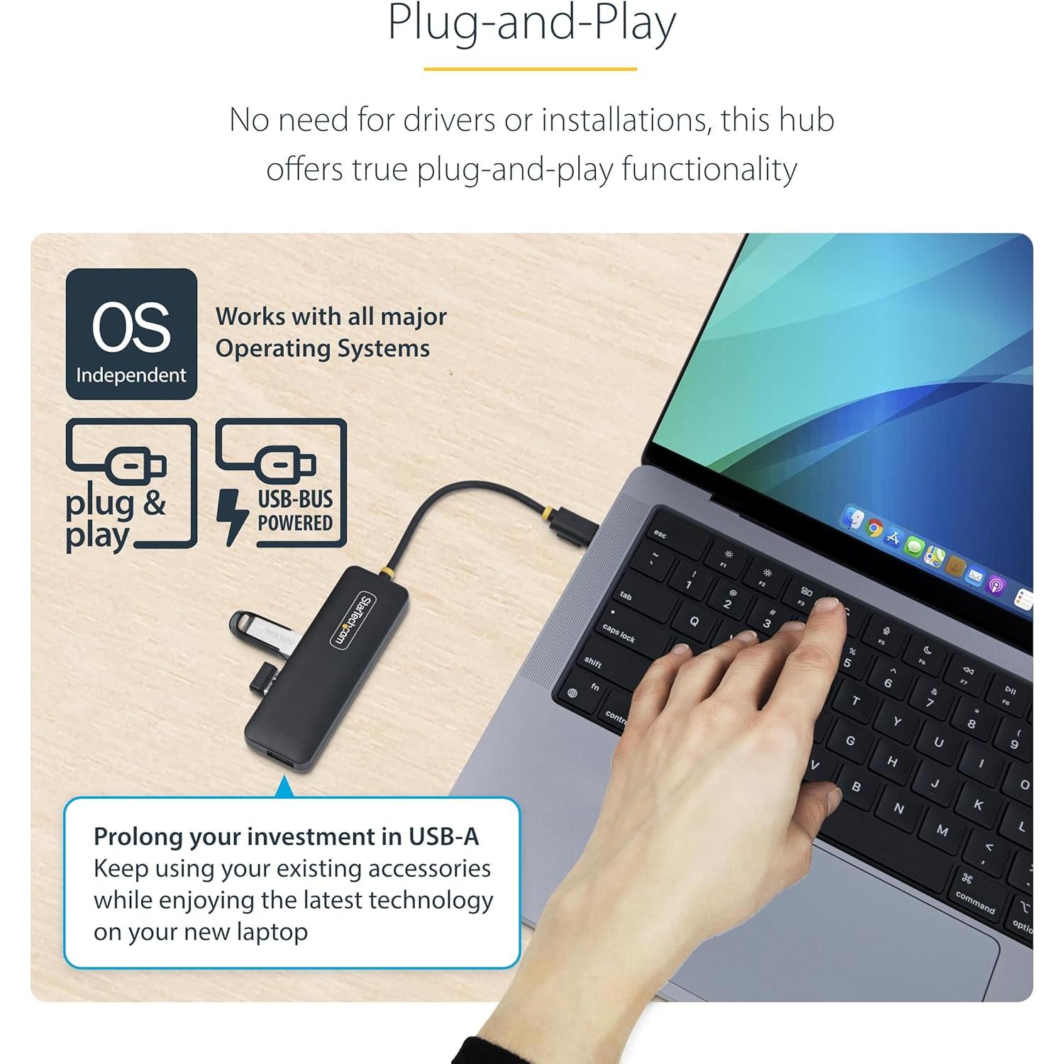 Hub USB-C 4 Puertos StarTech.com, USB 3.0, Portátil