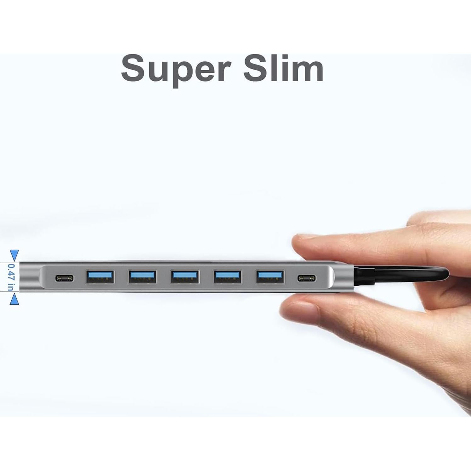 Hub USB 8 Puertos GKEAPZA 3.0 con Alimentación USB-C 5V/3A