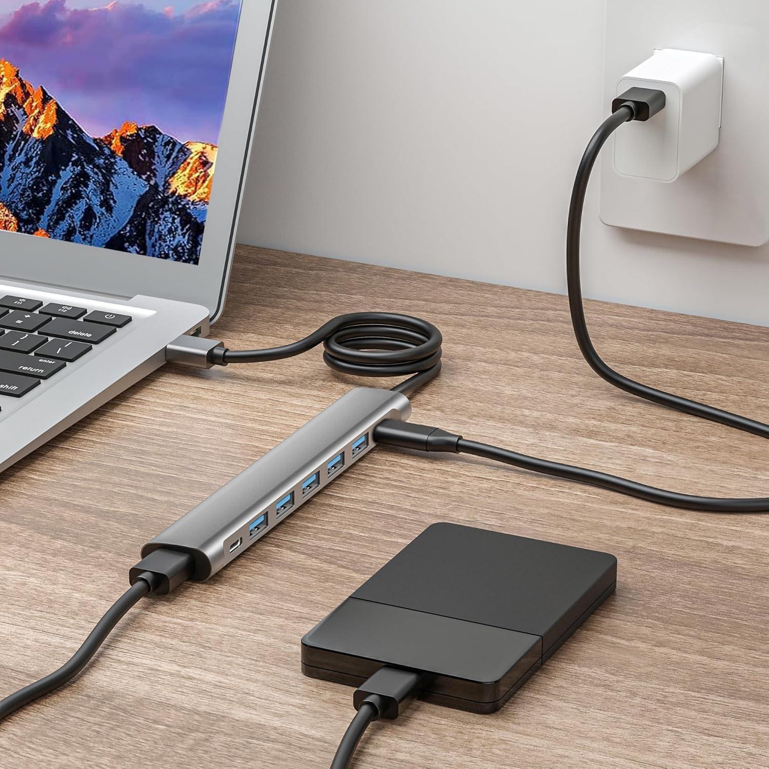 Hub USB 8 Puertos GKEAPZA 3.0 con Alimentación USB-C 5V/3A