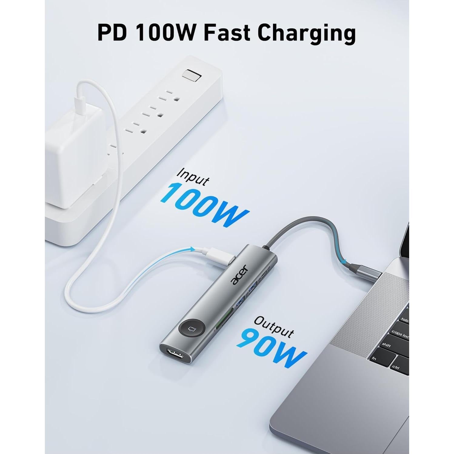 Adaptador USB C a HDMI Acer 7 en 1 4K 60Hz Gris