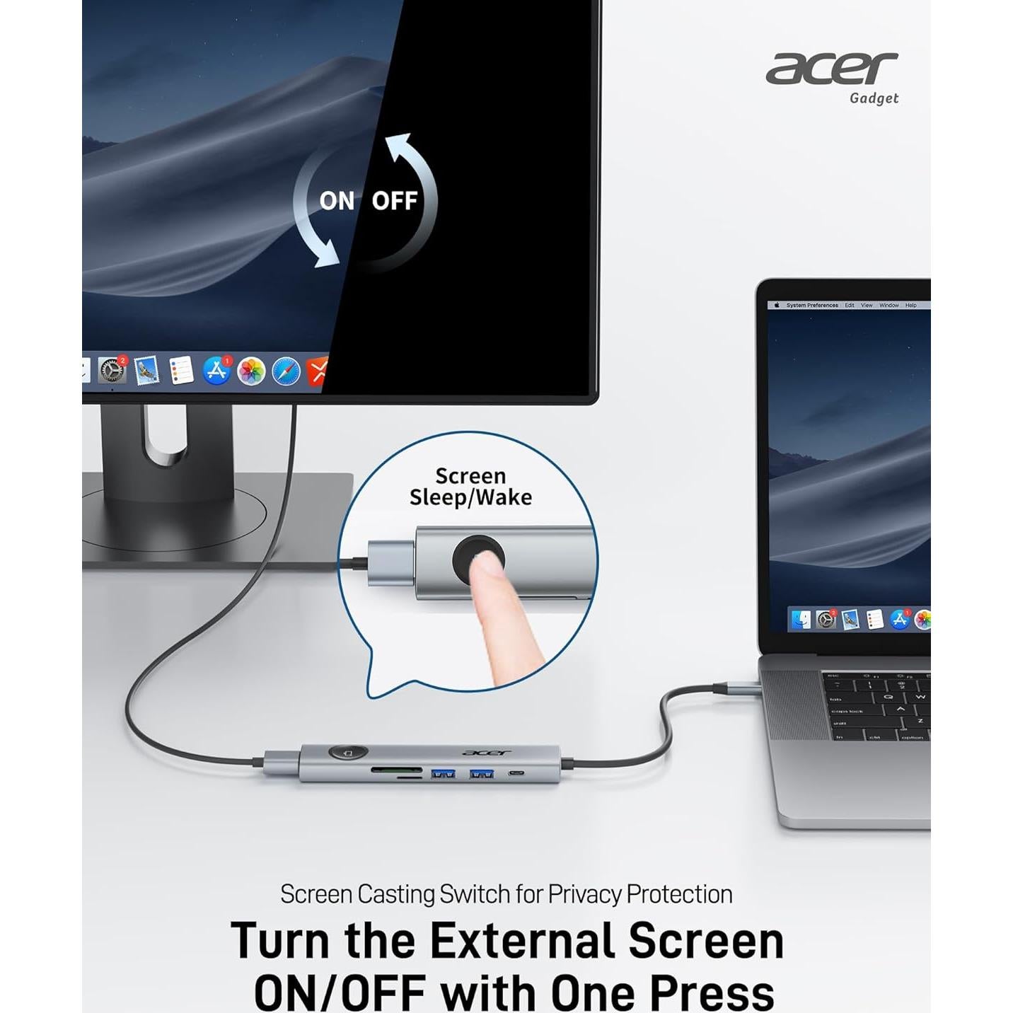 Adaptador USB C a HDMI Acer 7 en 1 4K 60Hz Gris