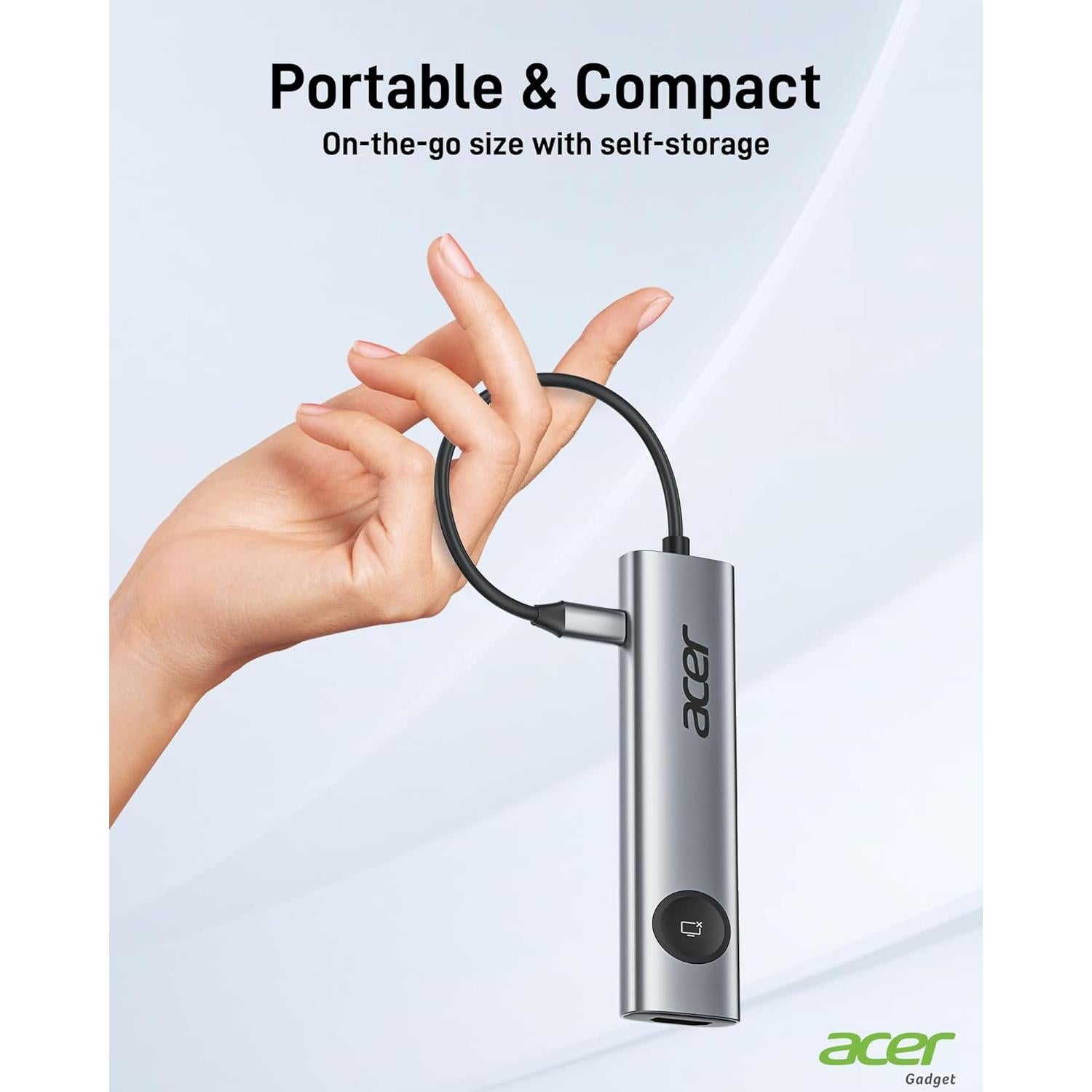 Adaptador USB C a HDMI Acer 7 en 1 4K 60Hz Gris