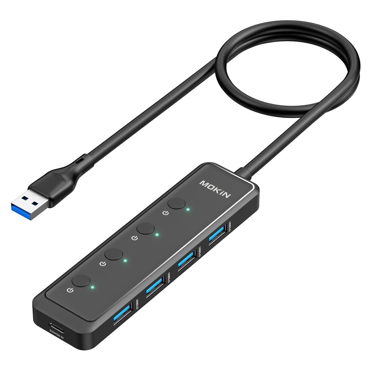 Hub USB 3.0 MOKiN 5 Puertos Ultra Delgado para Laptop