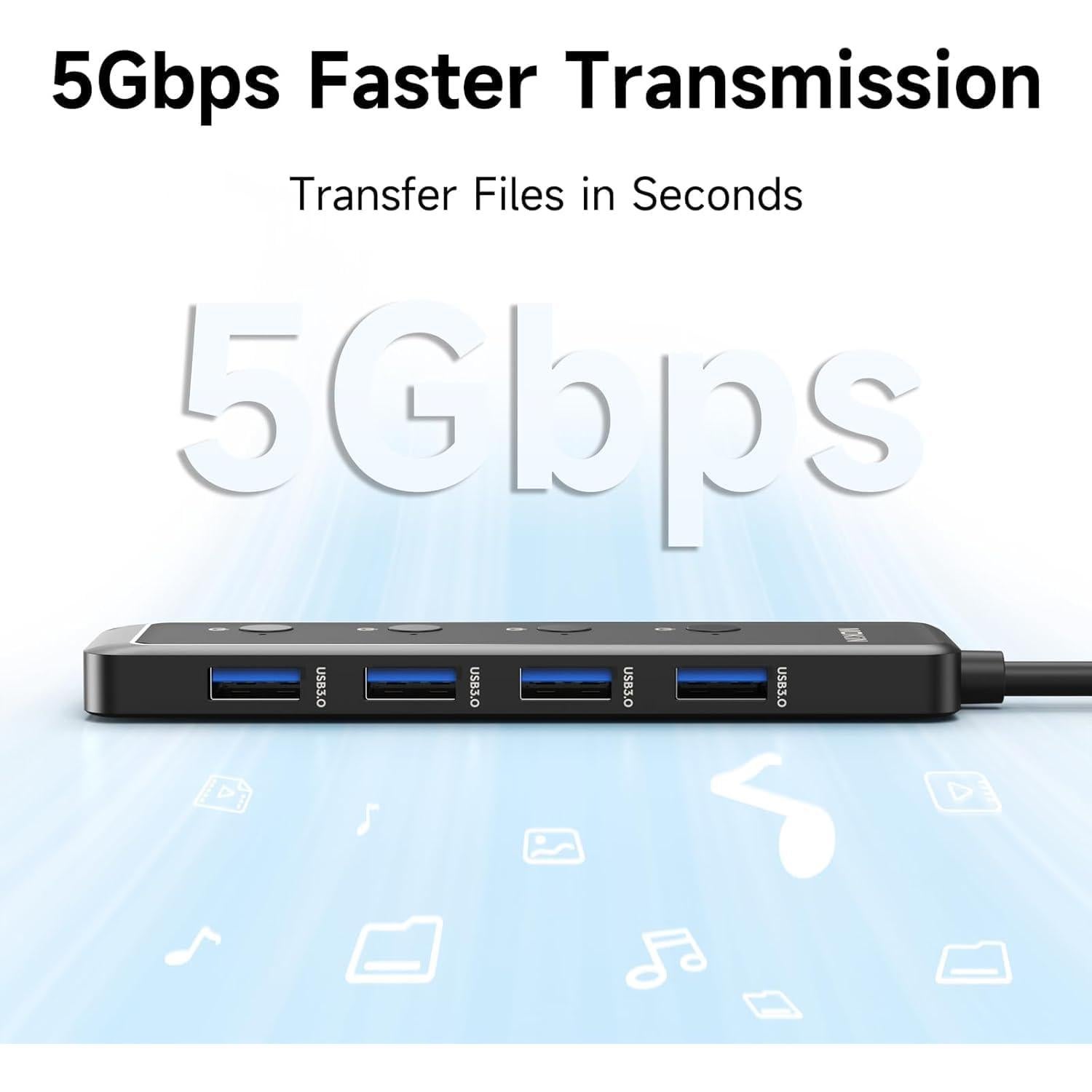 Hub USB 3.0 MOKiN 5 Puertos Ultra Delgado para Laptop