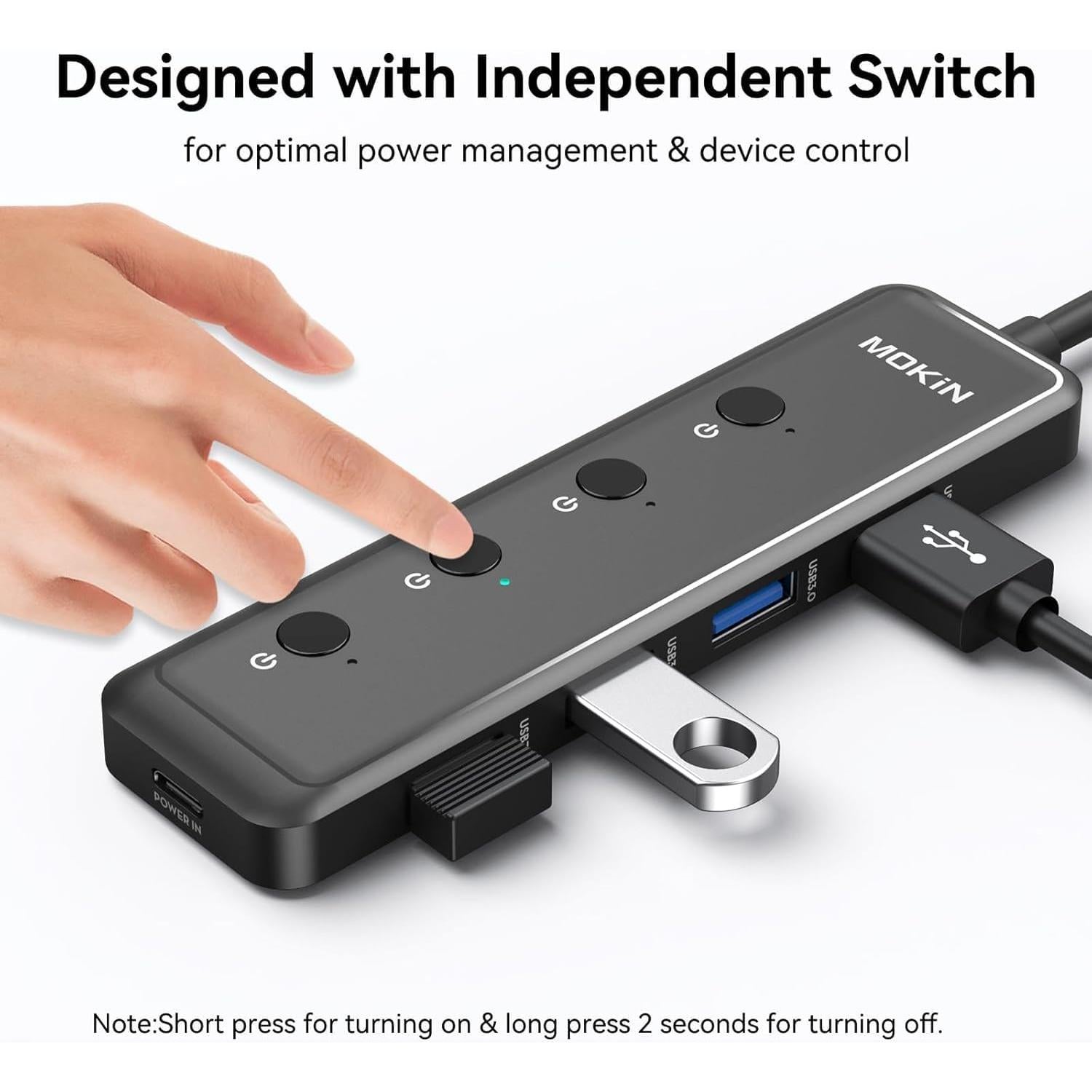 Hub USB 3.0 MOKiN 5 Puertos Ultra Delgado para Laptop