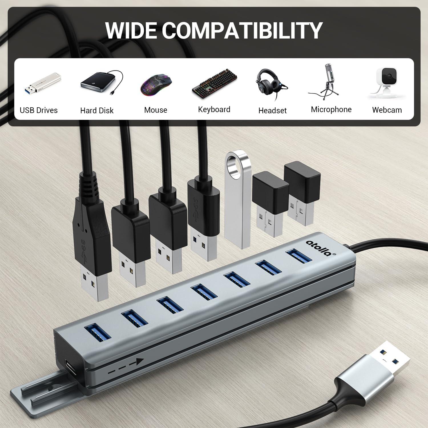 Hub USB 3.0 Ruiwei de 7 Puertos con Riel Deslizante