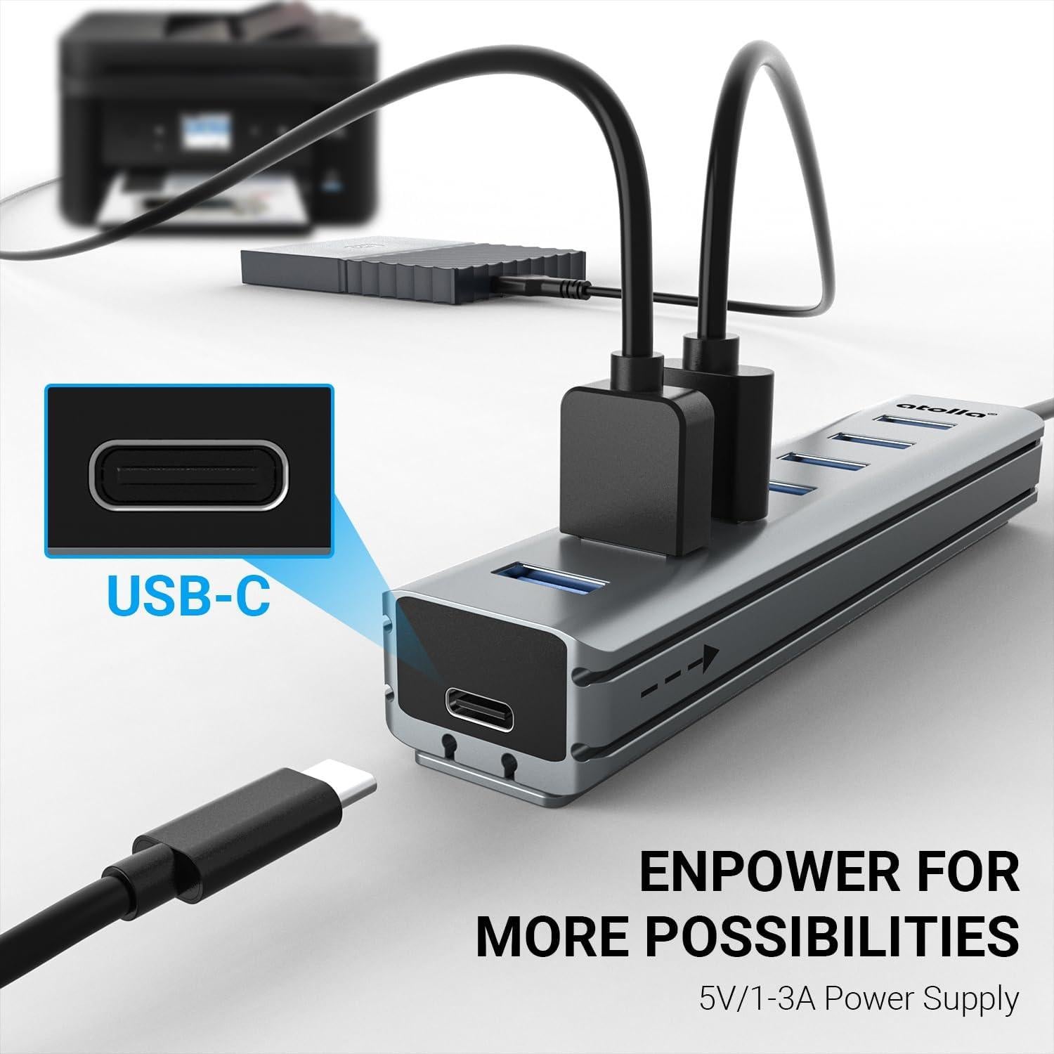 Hub USB 3.0 Ruiwei de 7 Puertos con Riel Deslizante