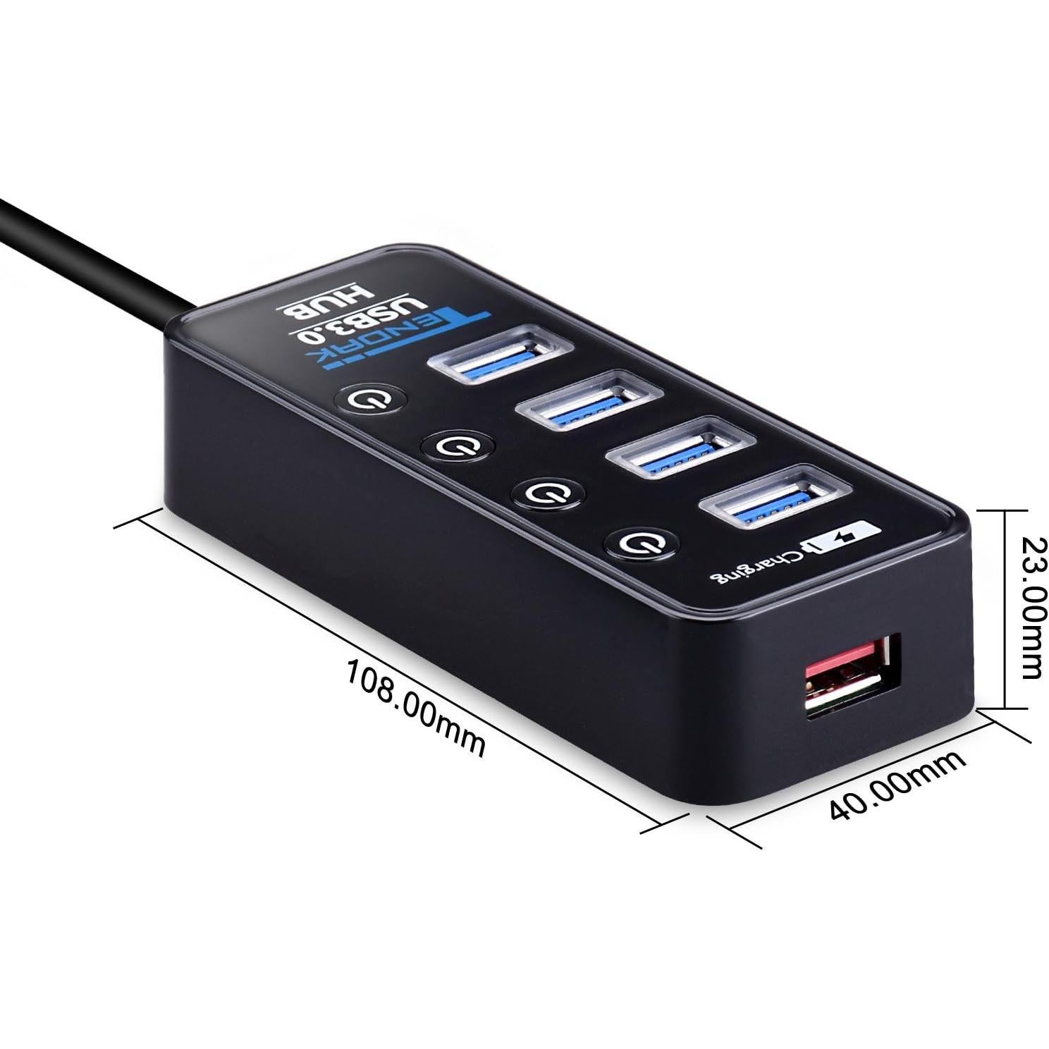 Hub USB 3.0 Tendak CP-029-BK con 4 puertos y carga
