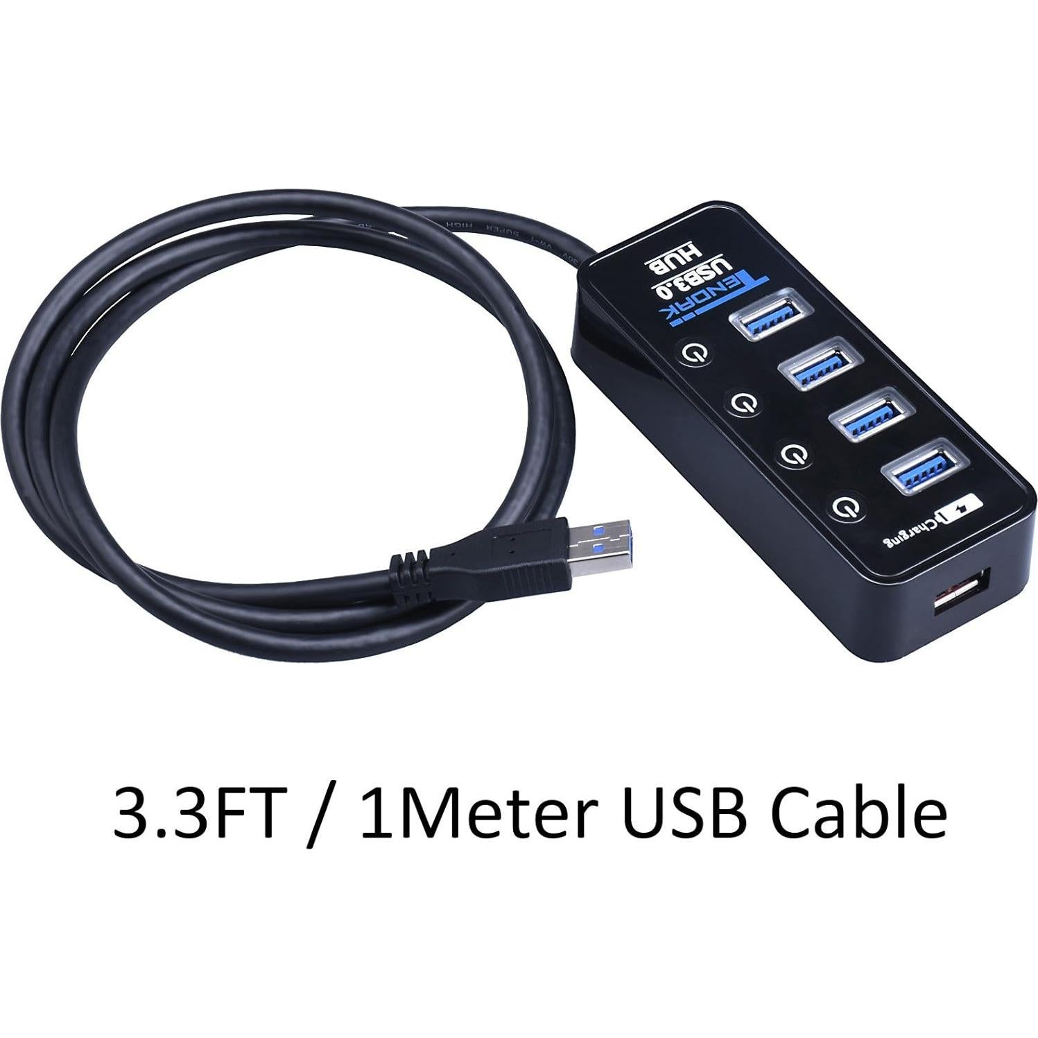 Hub USB 3.0 Tendak CP-029-BK con 4 puertos y carga