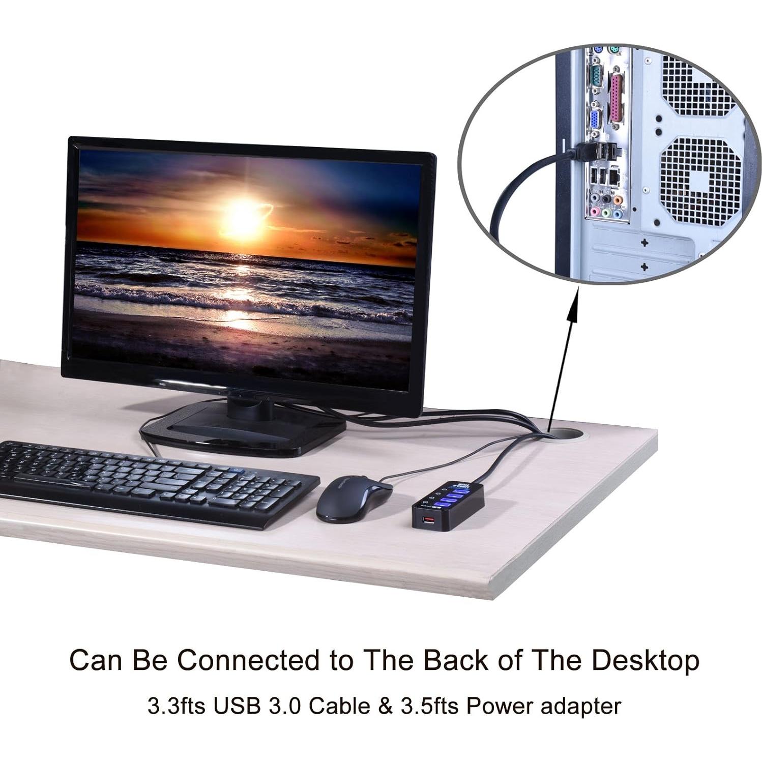 Hub USB 3.0 Tendak CP-029-BK con 4 puertos y carga