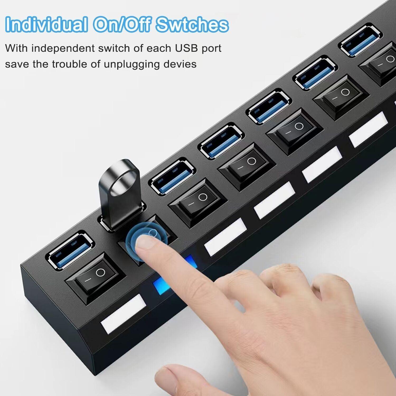 Hub USB 3.0 VIENON 7 Puertos con Interruptores LED Individuales