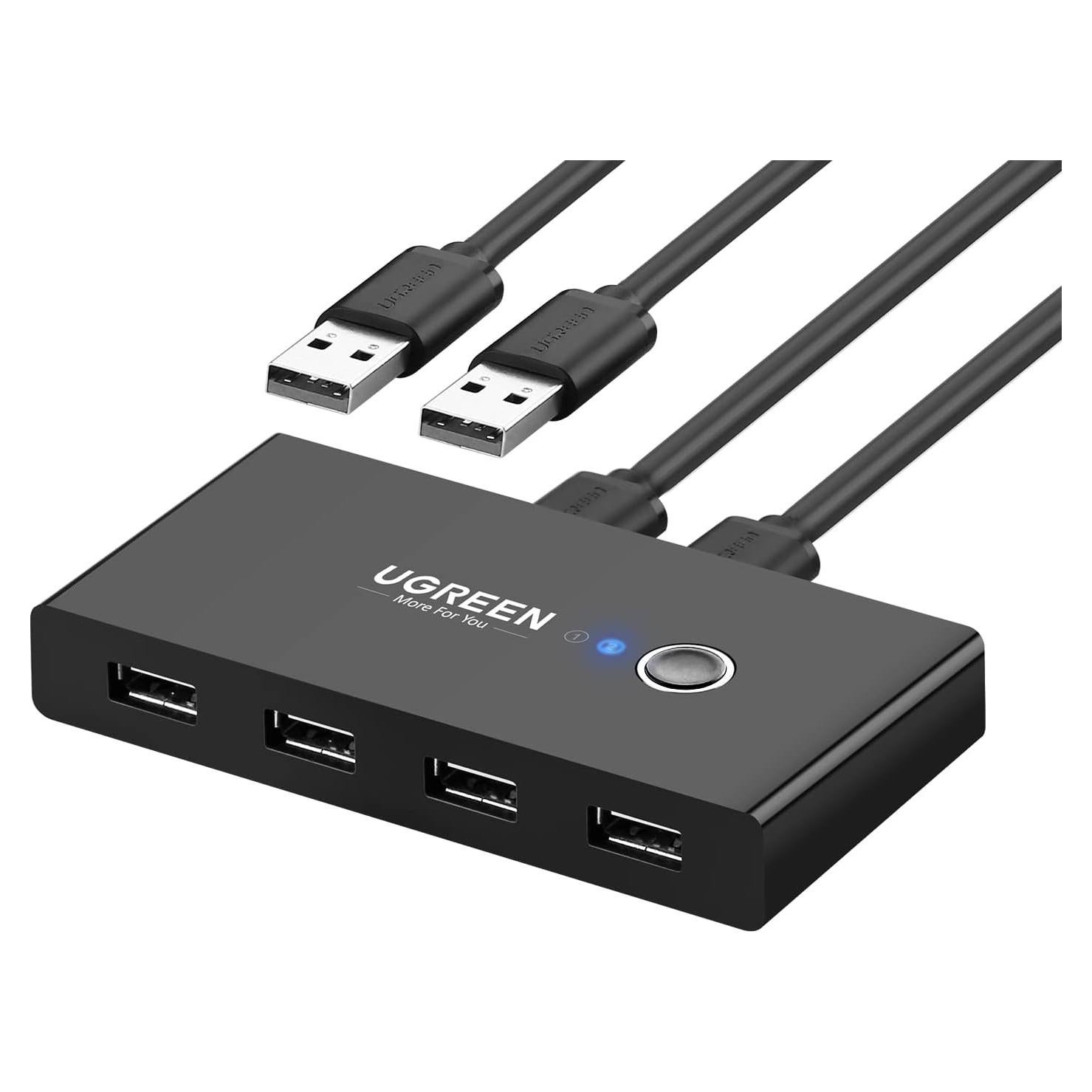 UGREEN Interruptor USB 2.0 4 Puertos para 2 Computadoras